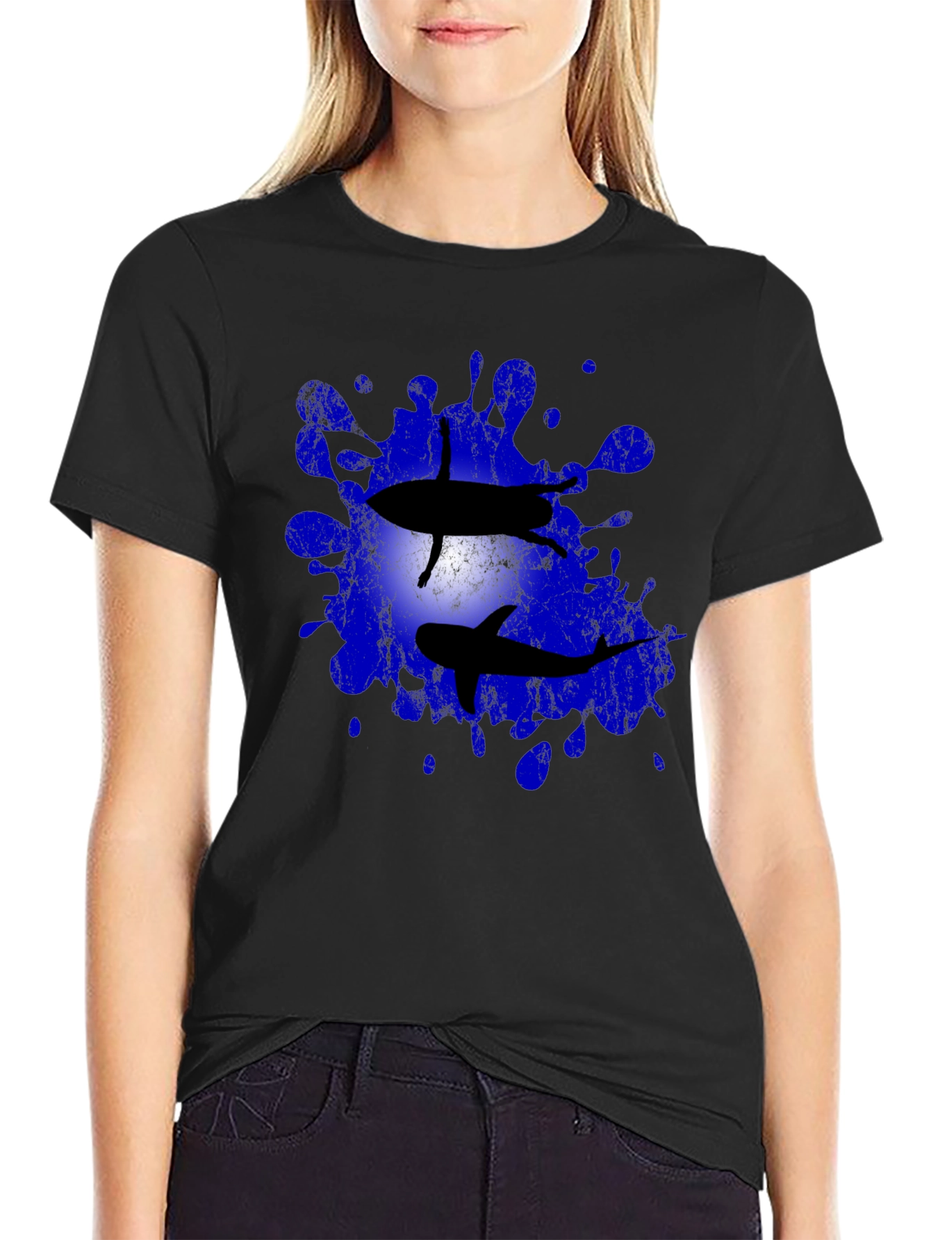 Black Shark Splash Tee - Unique Graphic T-Shirt view 2
