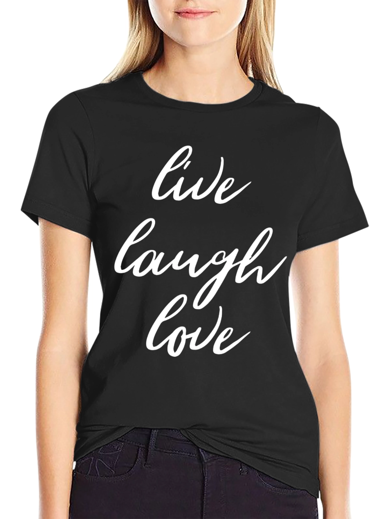 Black Live Laugh Love Black Graphic Tee view 2