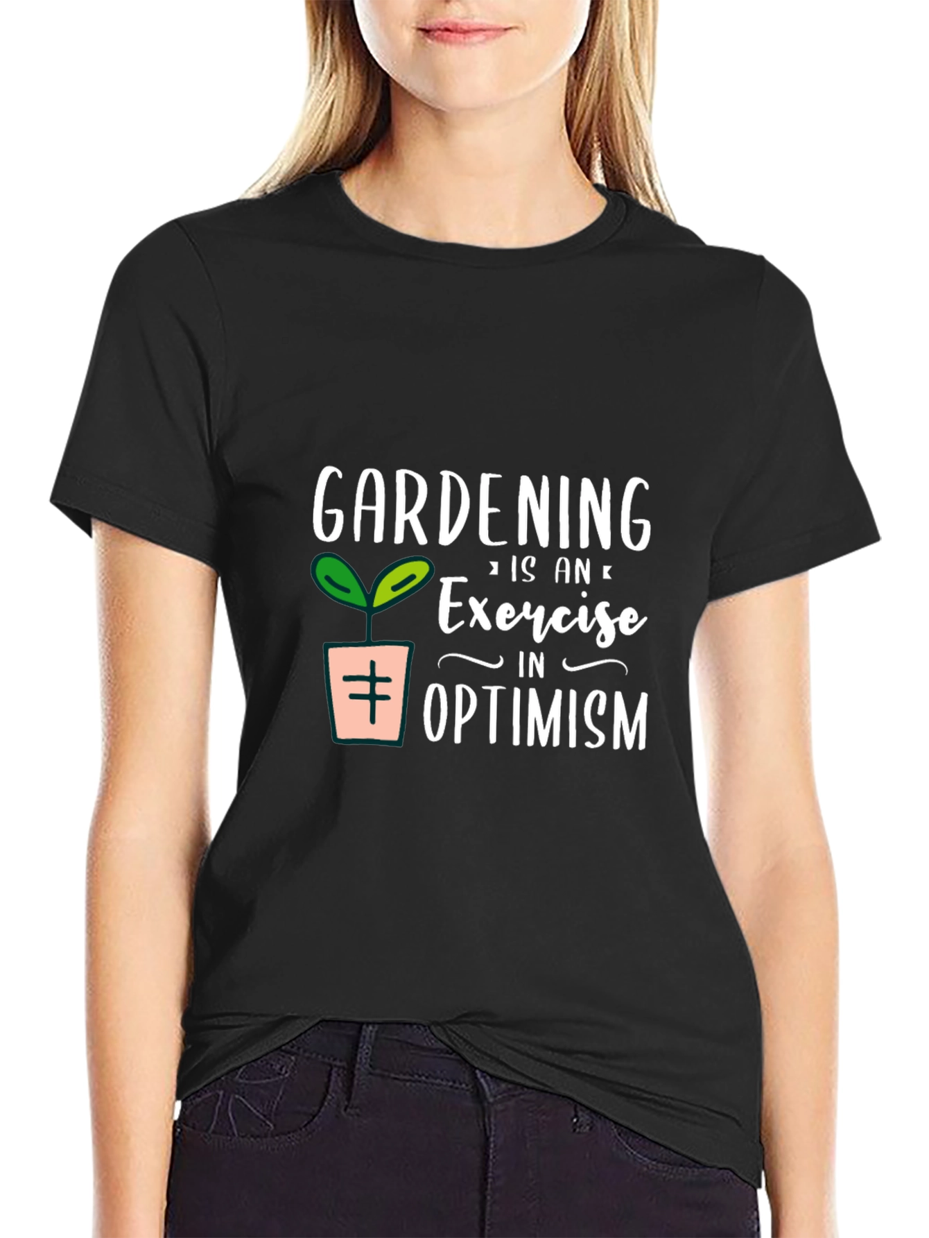Gardening Optimism Graphic Tee - Black Cotton - 2