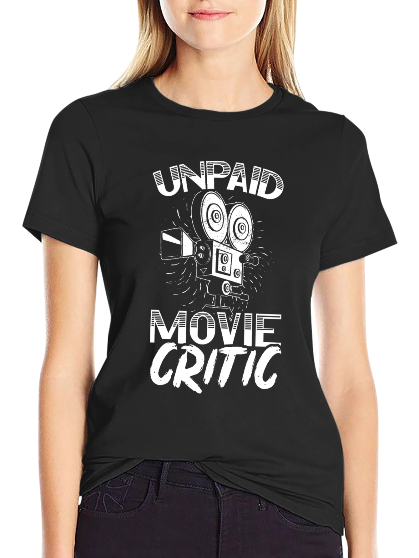 Unpaid Movie Critic Graphic Tee - Black Cotton Shirt - 2