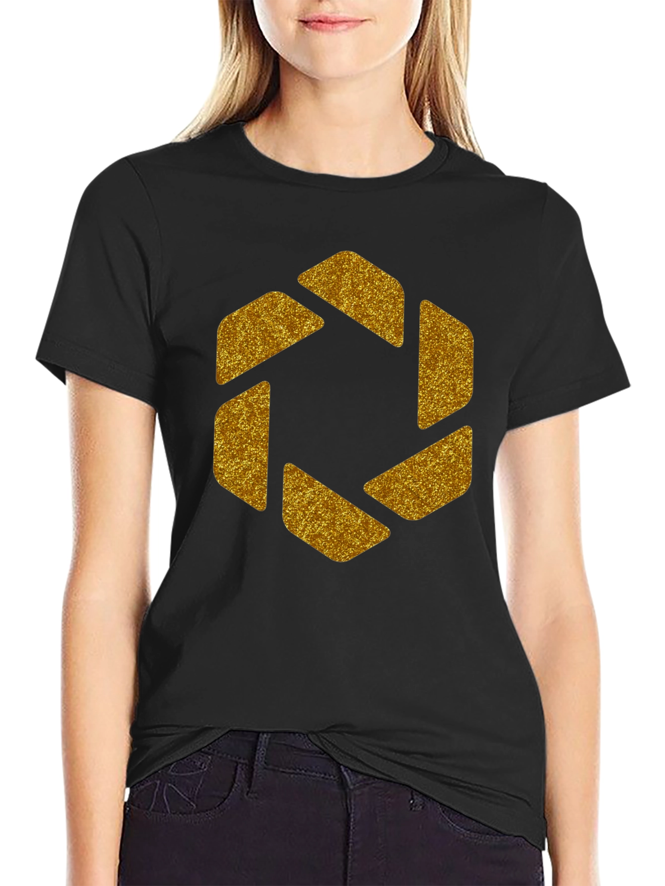 Geometric Gold Aperture Graphic Tee - Black - 2
