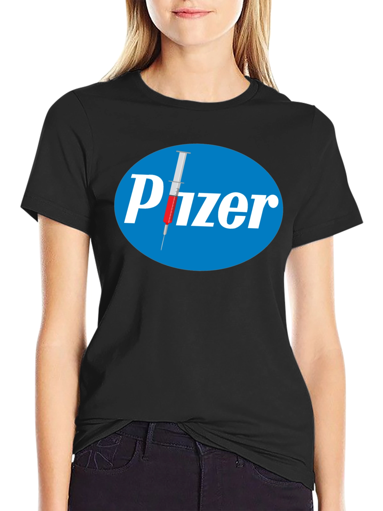 Black Pfizer Vaccine Black T-Shirt view 2
