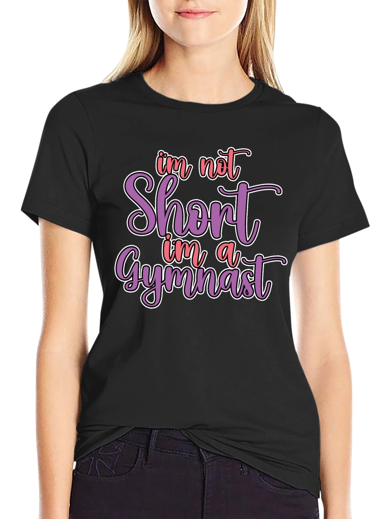 Black Gymnast T-Shirt - I'm Not Short view 2