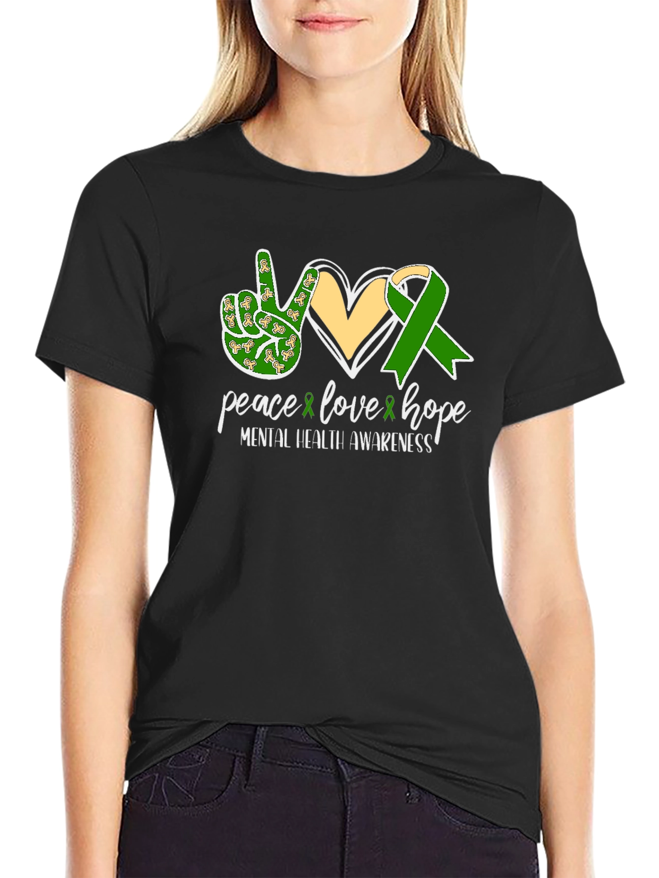 Black Mental Health Awareness T-Shirt Peace Love Hope  view 2