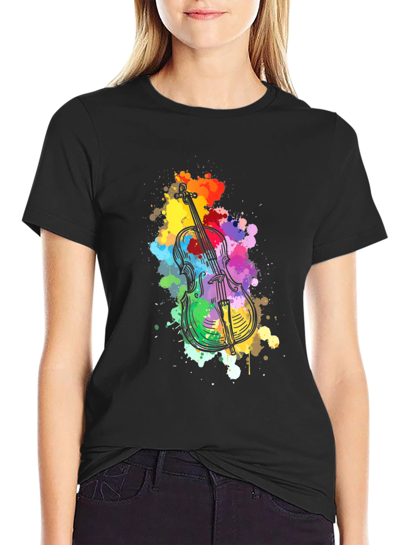 Black Violin Art T-Shirt - Music Lover Tee view 2