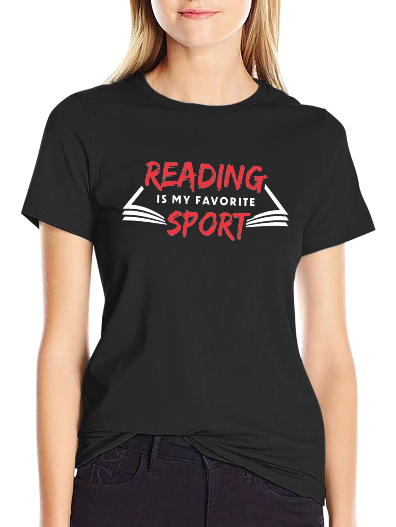 Black Reading Is My Favorite Sport T-Shirt view 2