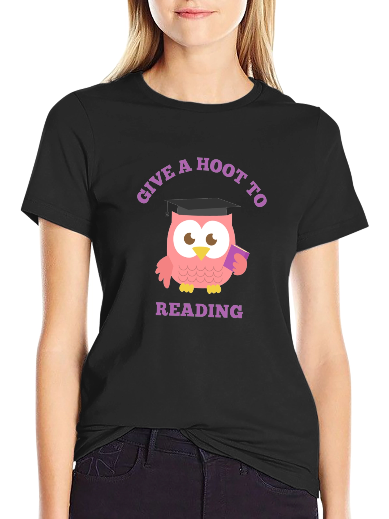 Give a Hoot to Reading Black T-Shirt - 2