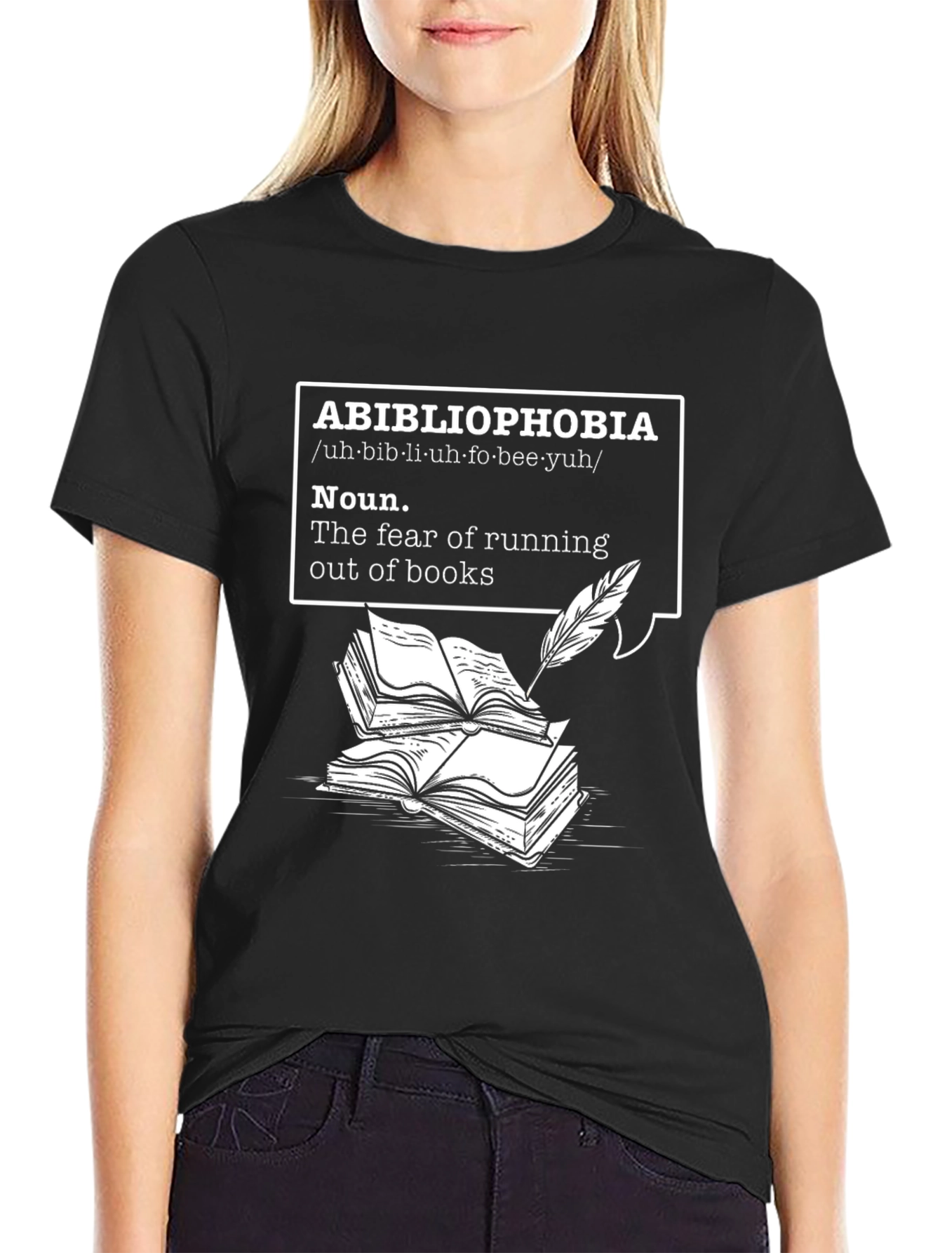 Black Abibliophobia T-Shirt - Fear of Running Out of Books view 2