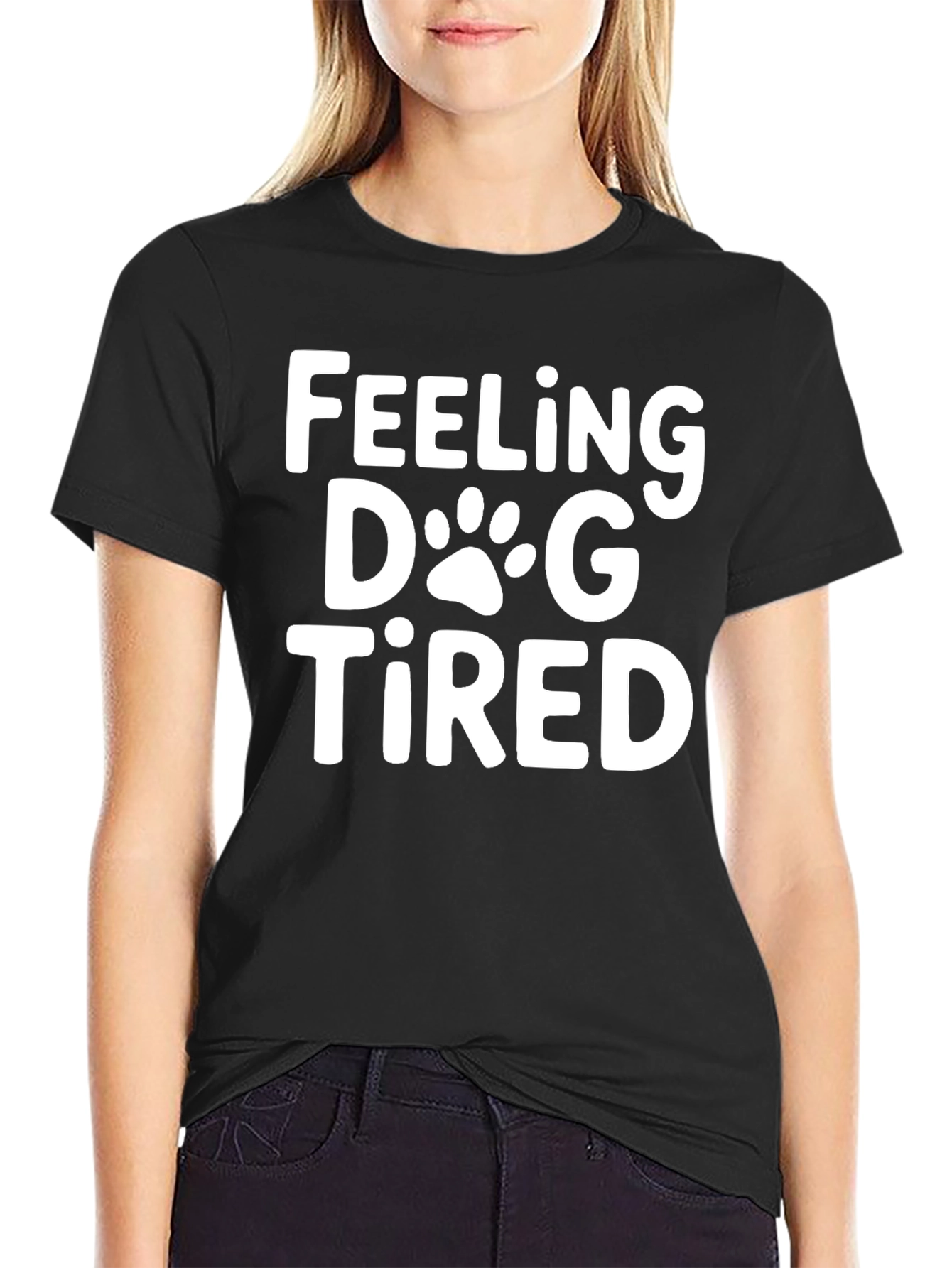 Black Feeling Dog Tired Funny Graphic Tee view 2