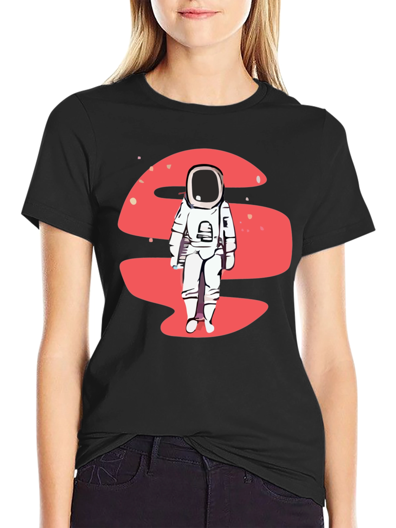 Black Astronaut Graphic Tee - Black Crew Neck view 2