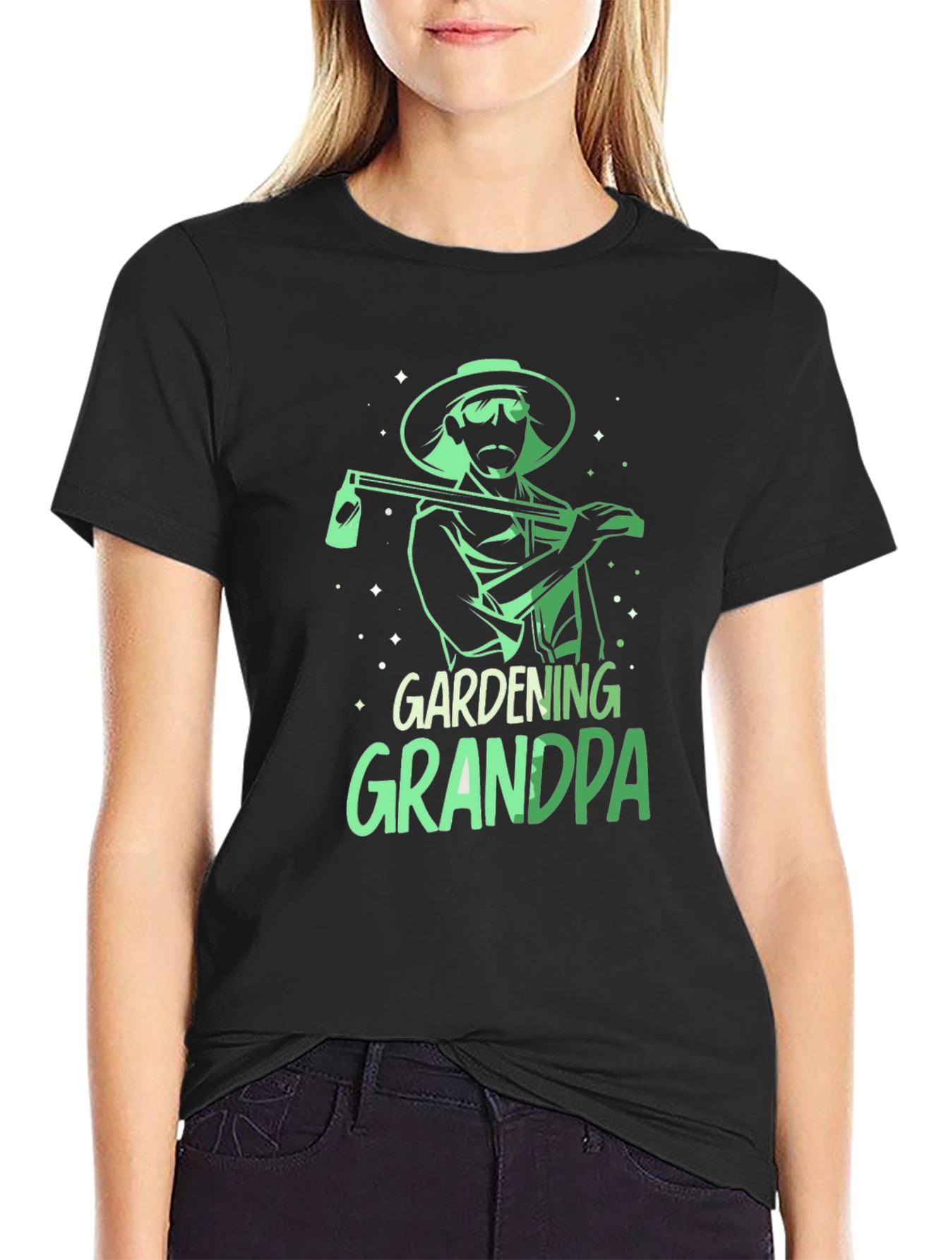 Black Gardening Grandpa T-Shirt - Black, Graphic Tee view 2