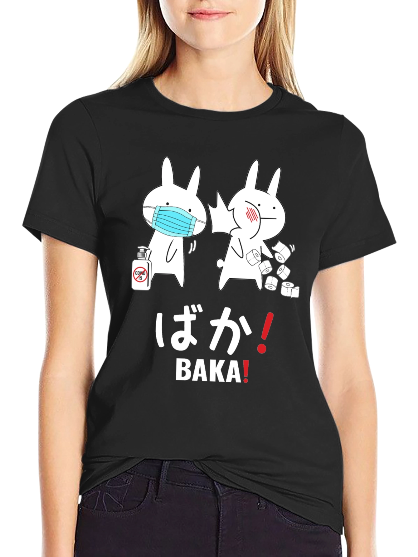 Black Baka! Pandemic Bunny T-Shirt  view 2
