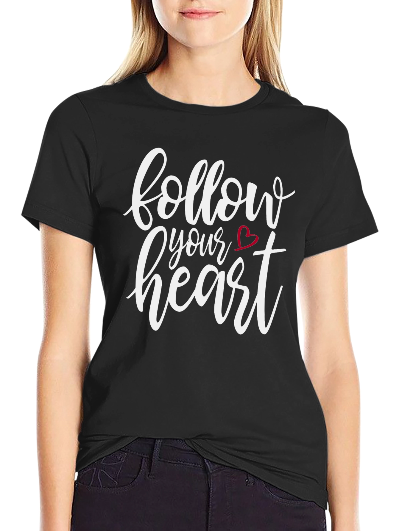 Black Follow Your Heart Graphic Tee - Black view 2