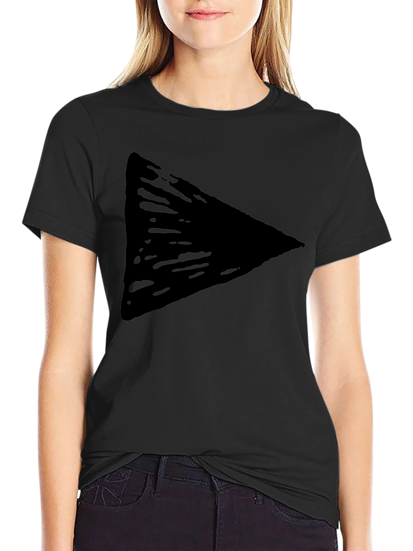 Black Men's Black Triangle Graphic Tee - Casual Style view 2