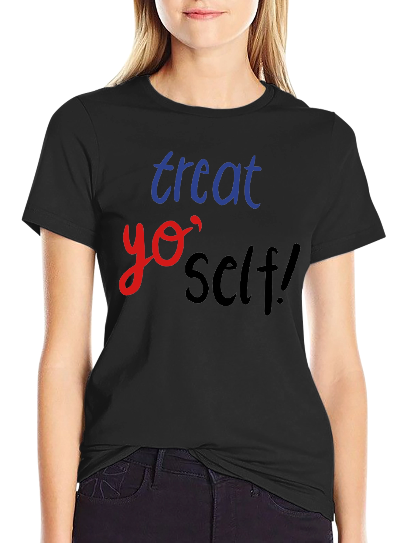 Black Treat Yo' Self Black T-Shirt view 2