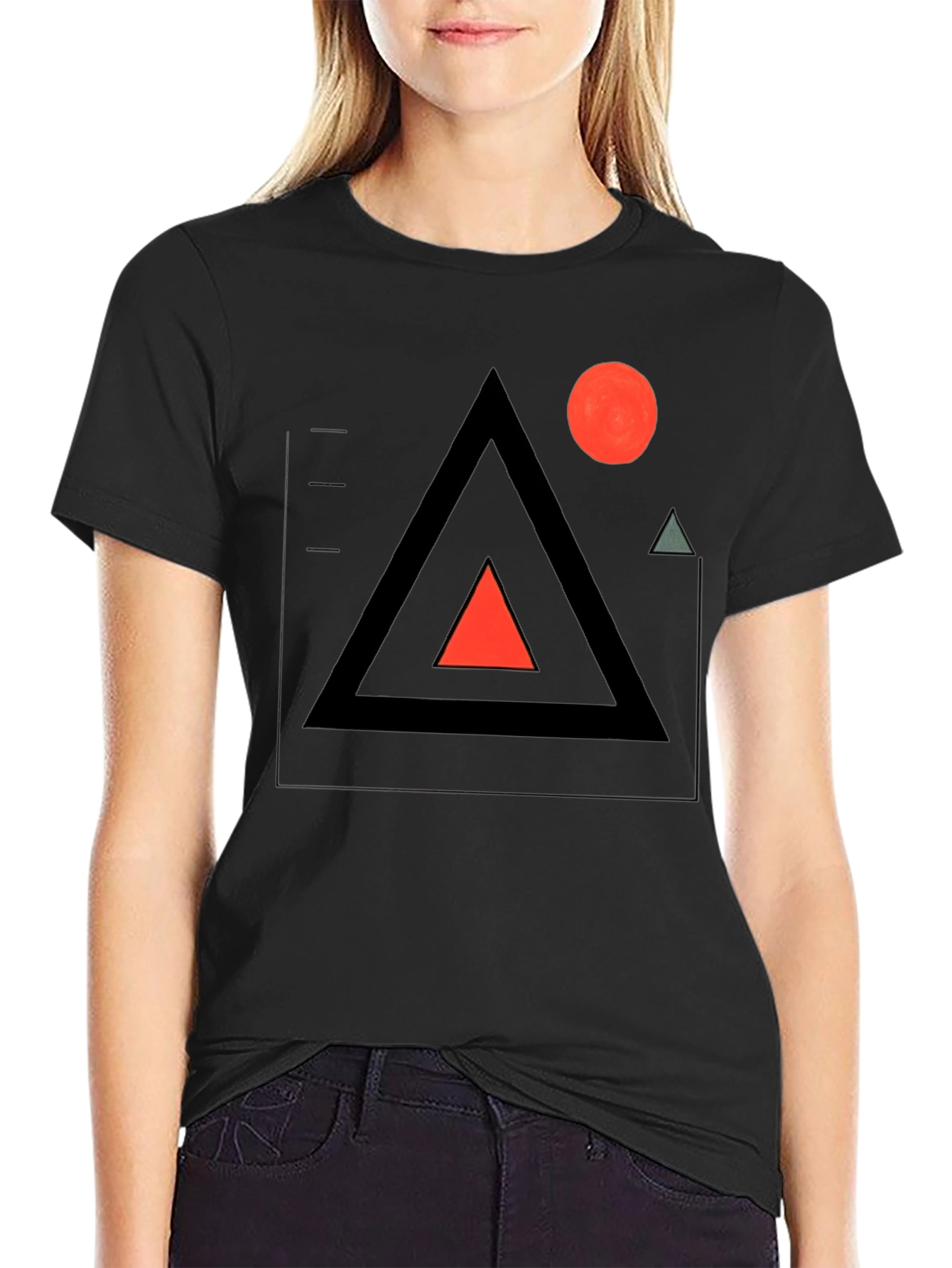 Black Geometric Graphic Tee - Modern Minimalist Design view 2