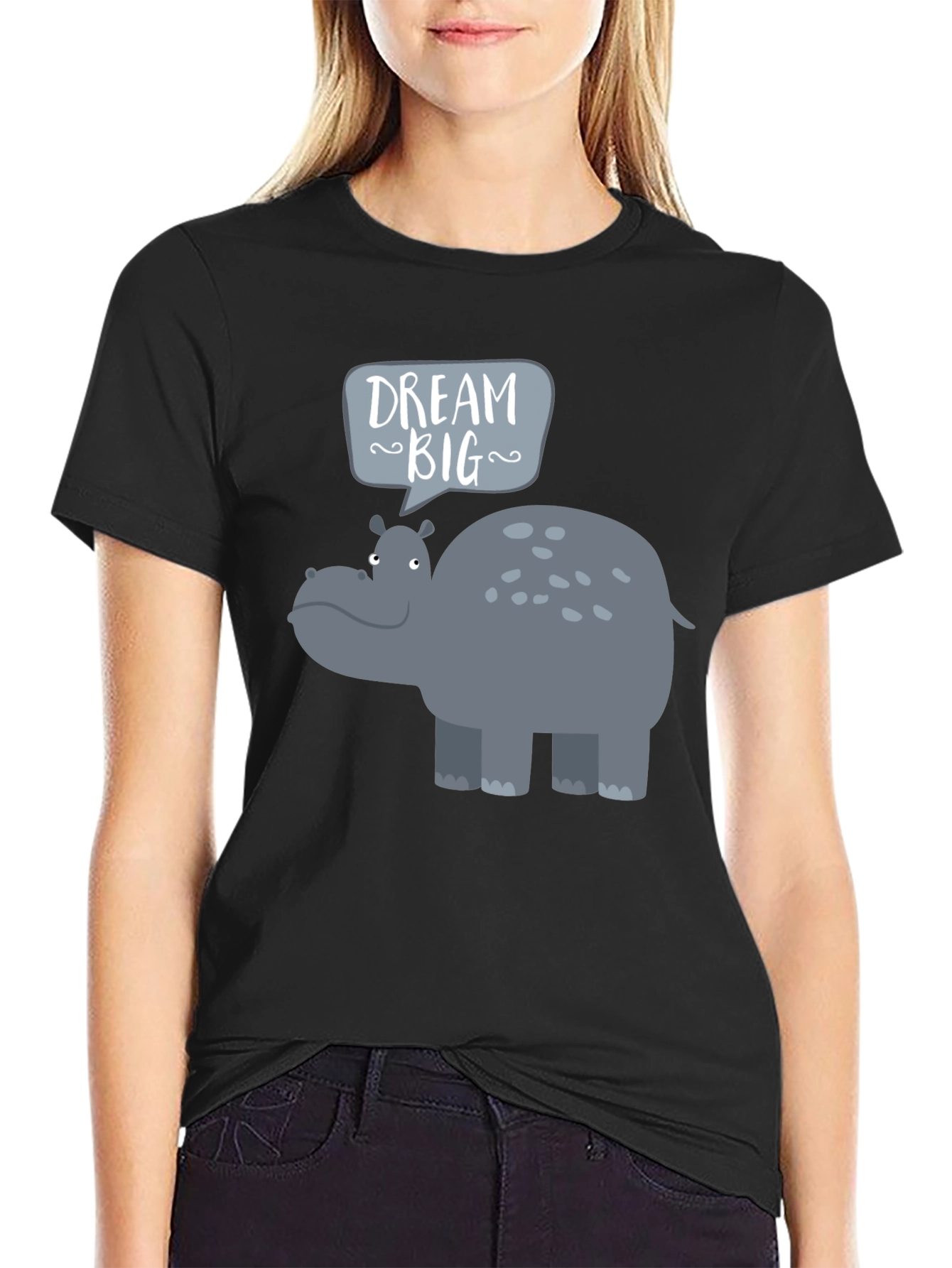 Black Dream Big Hippo Graphic Tee view 2