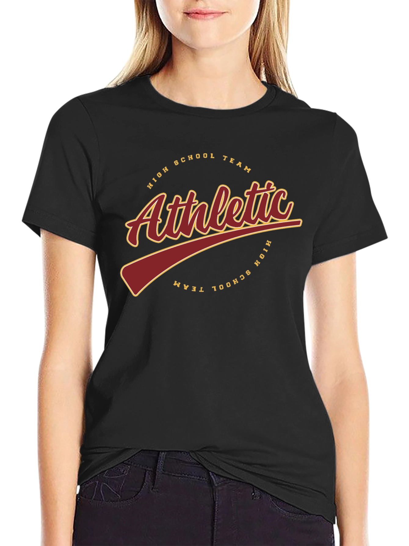 Black Athletic High School Team Black T-Shirt view 2