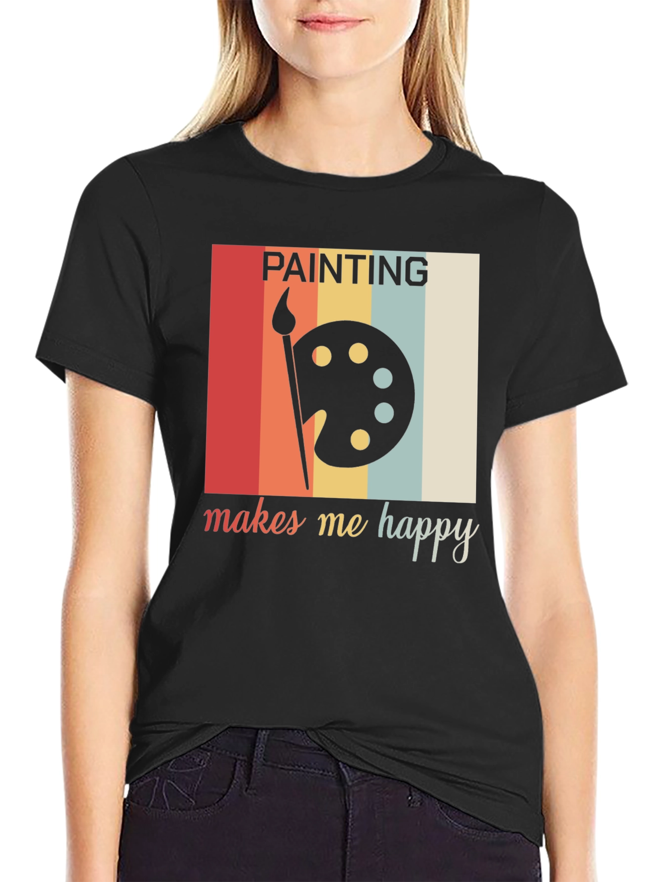 Black Painting Makes Me Happy Graphic Tee view 2