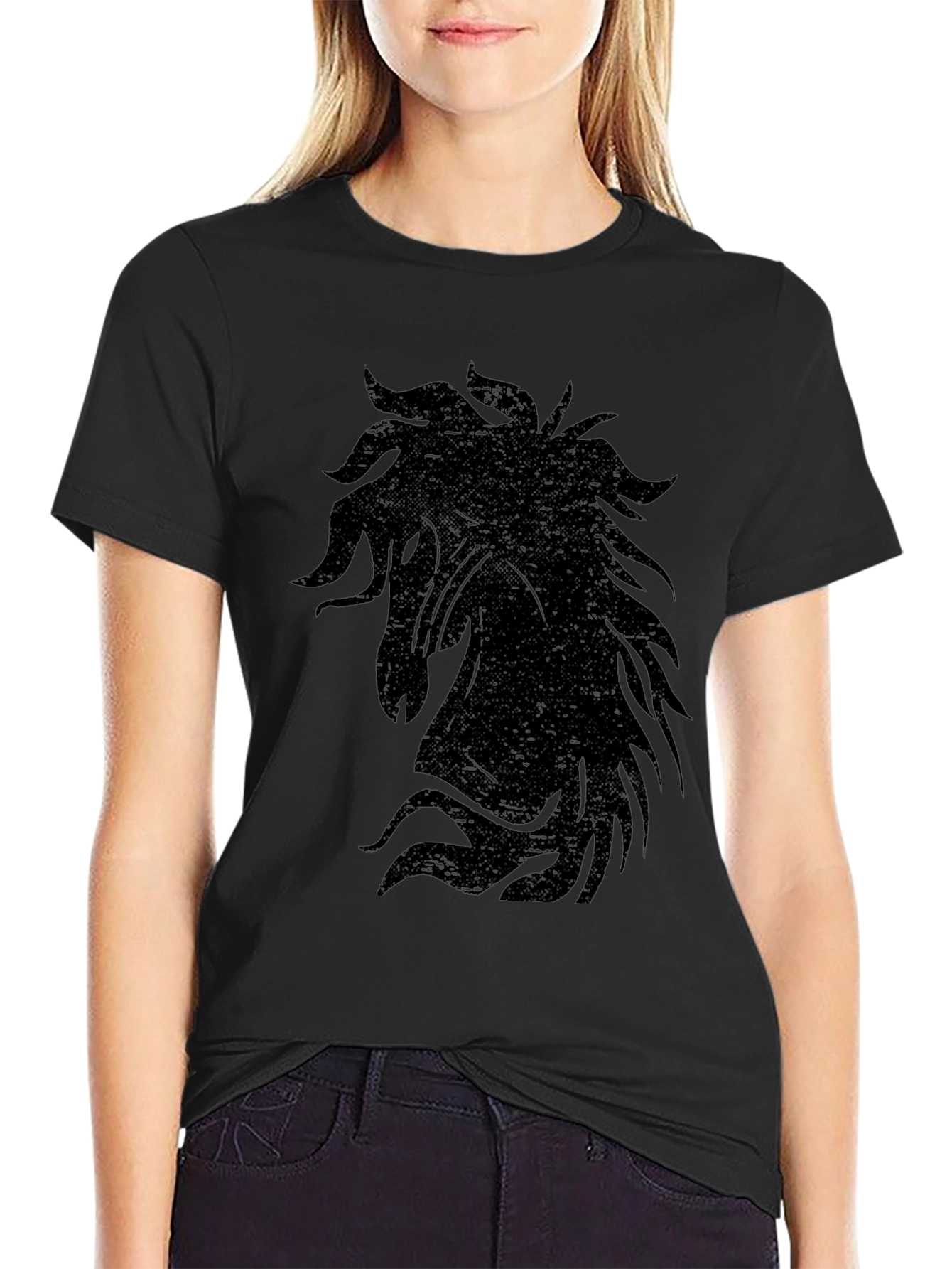 Black Black Horse Graphic Tee - Unisex Soft Cotton view 2