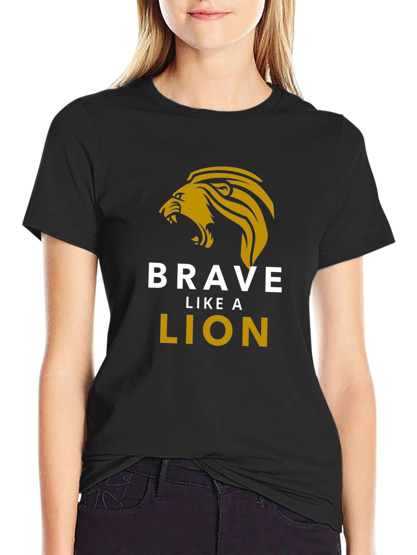 Black Brave Like a Lion Graphic Tee - Black view 2