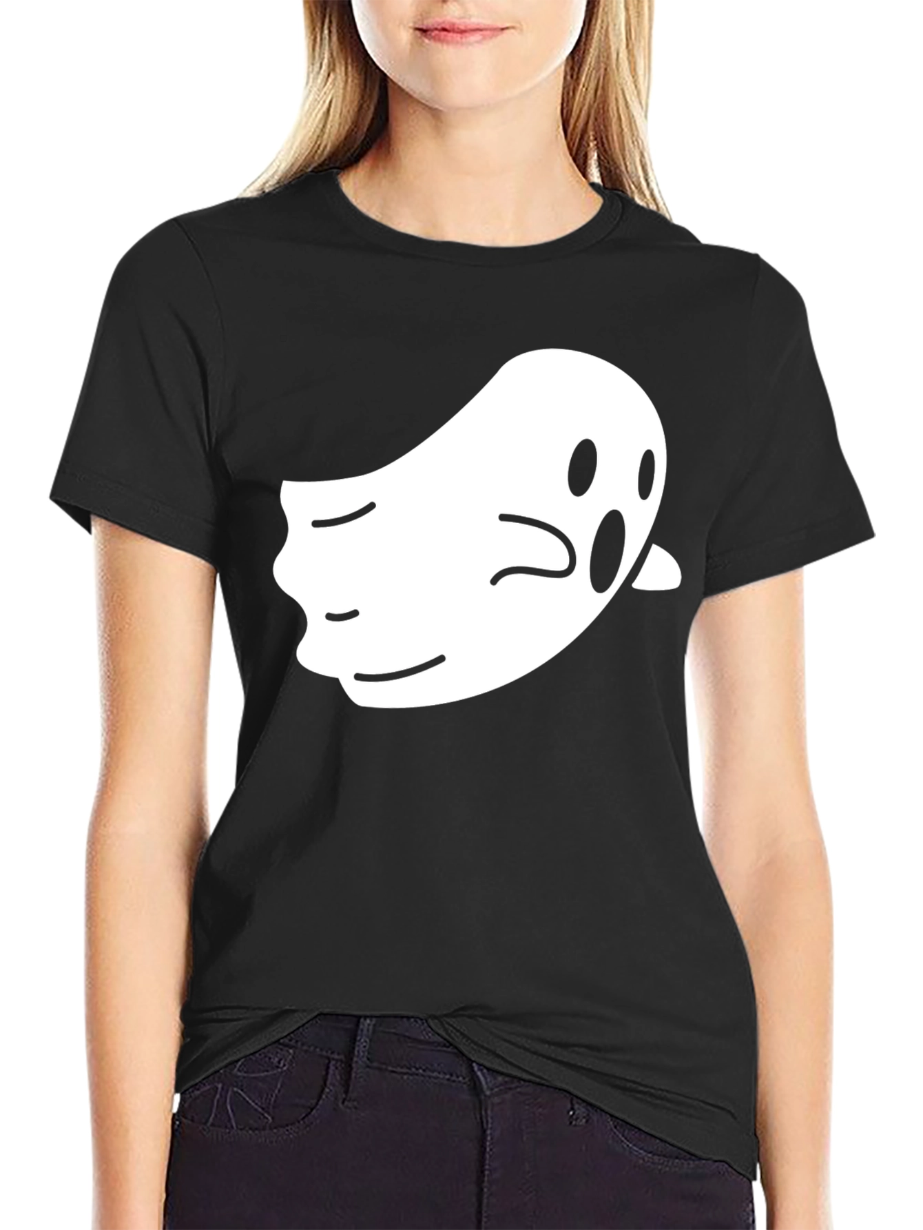 Black Ghost Graphic T-Shirt - Men's Black Halloween Tee view 2