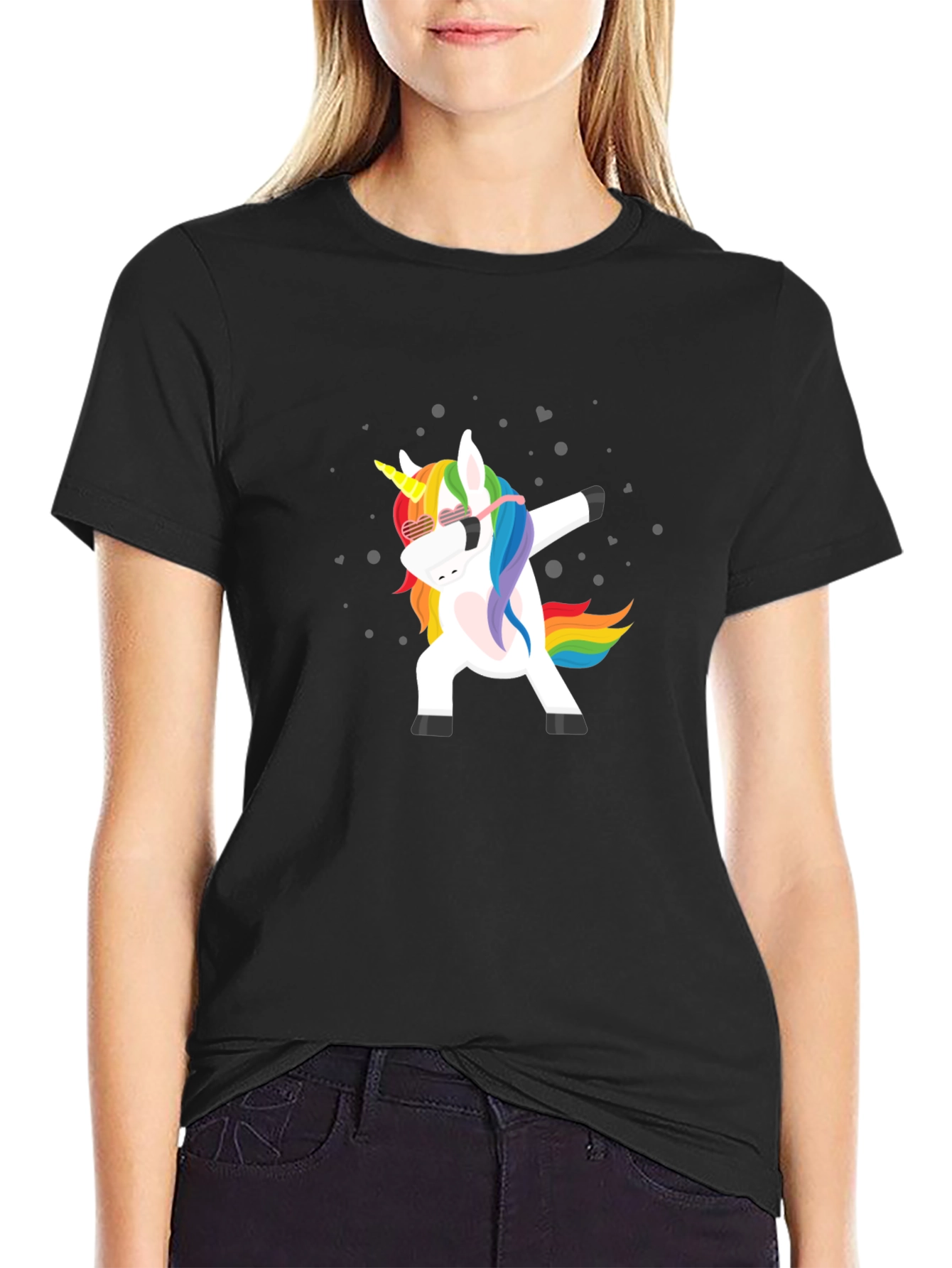 Black Unicorn Dabbing T-Shirt view 2