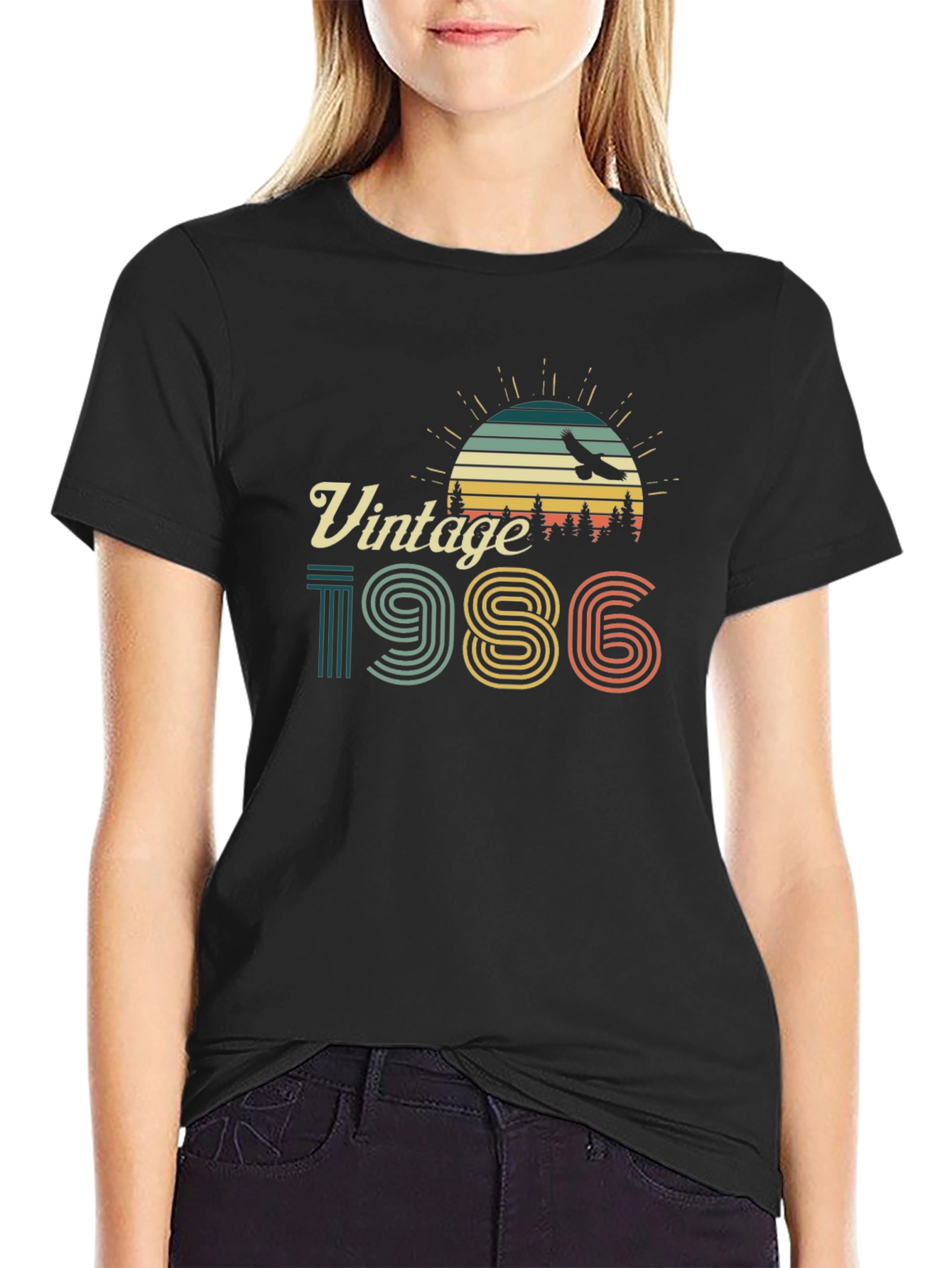 Black Vintage 1986 Retro Graphic Tee view 2