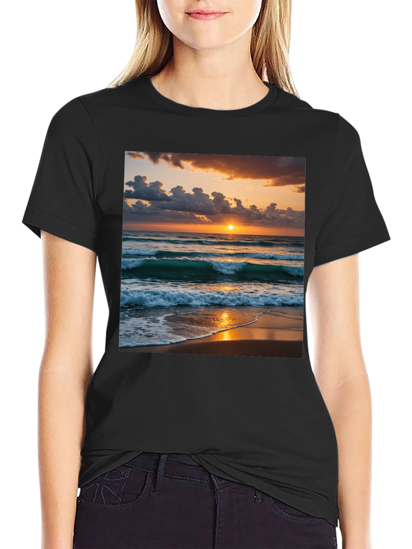Black Sunset Beach T-Shirt view 2