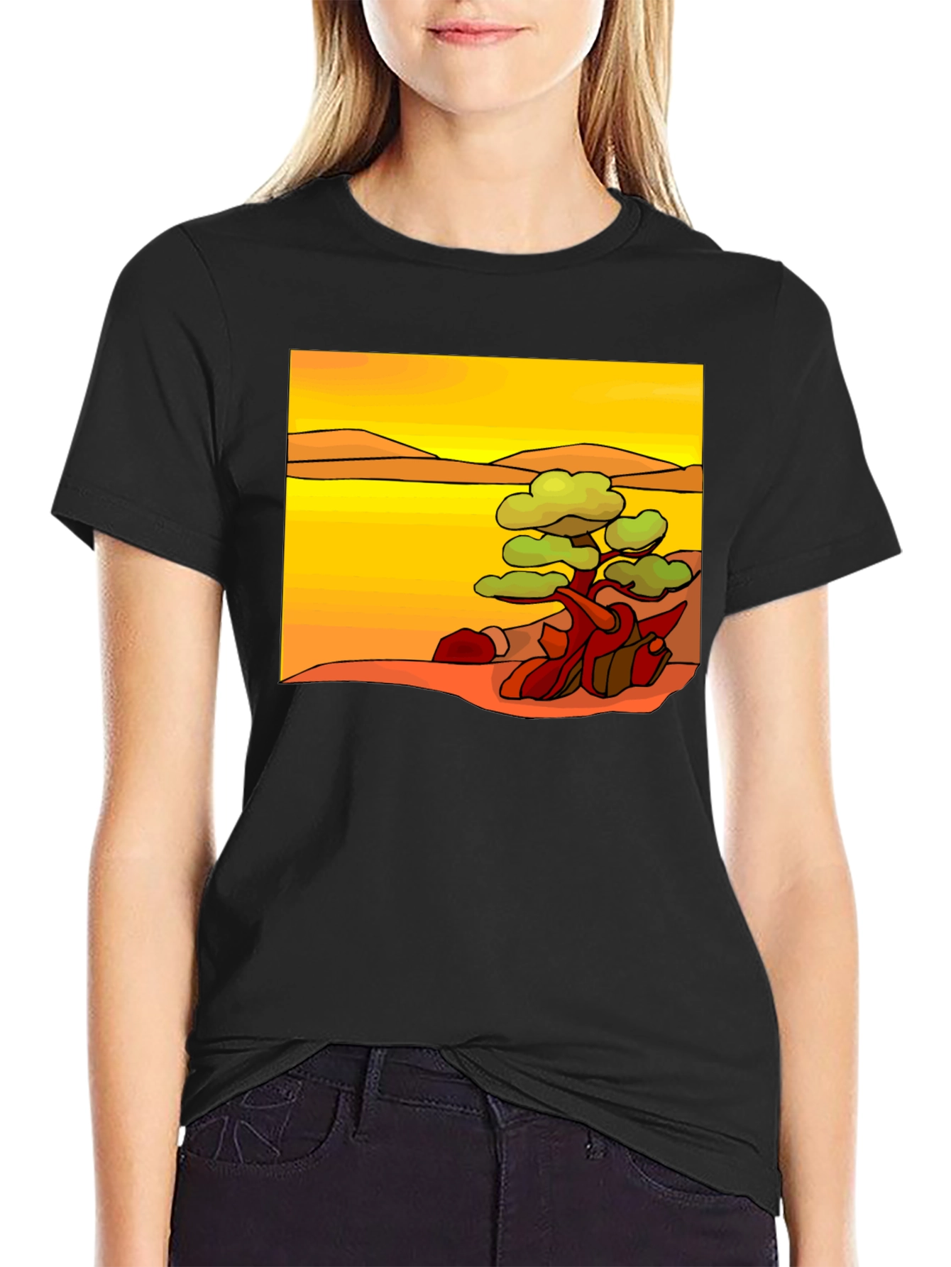 Black Nature Art Print Black T-Shirt view 2