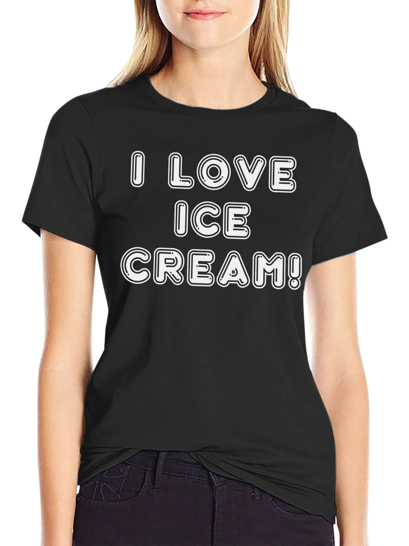 Black I Love Ice Cream! Graphic Tee - Soft Cotton Blend view 2
