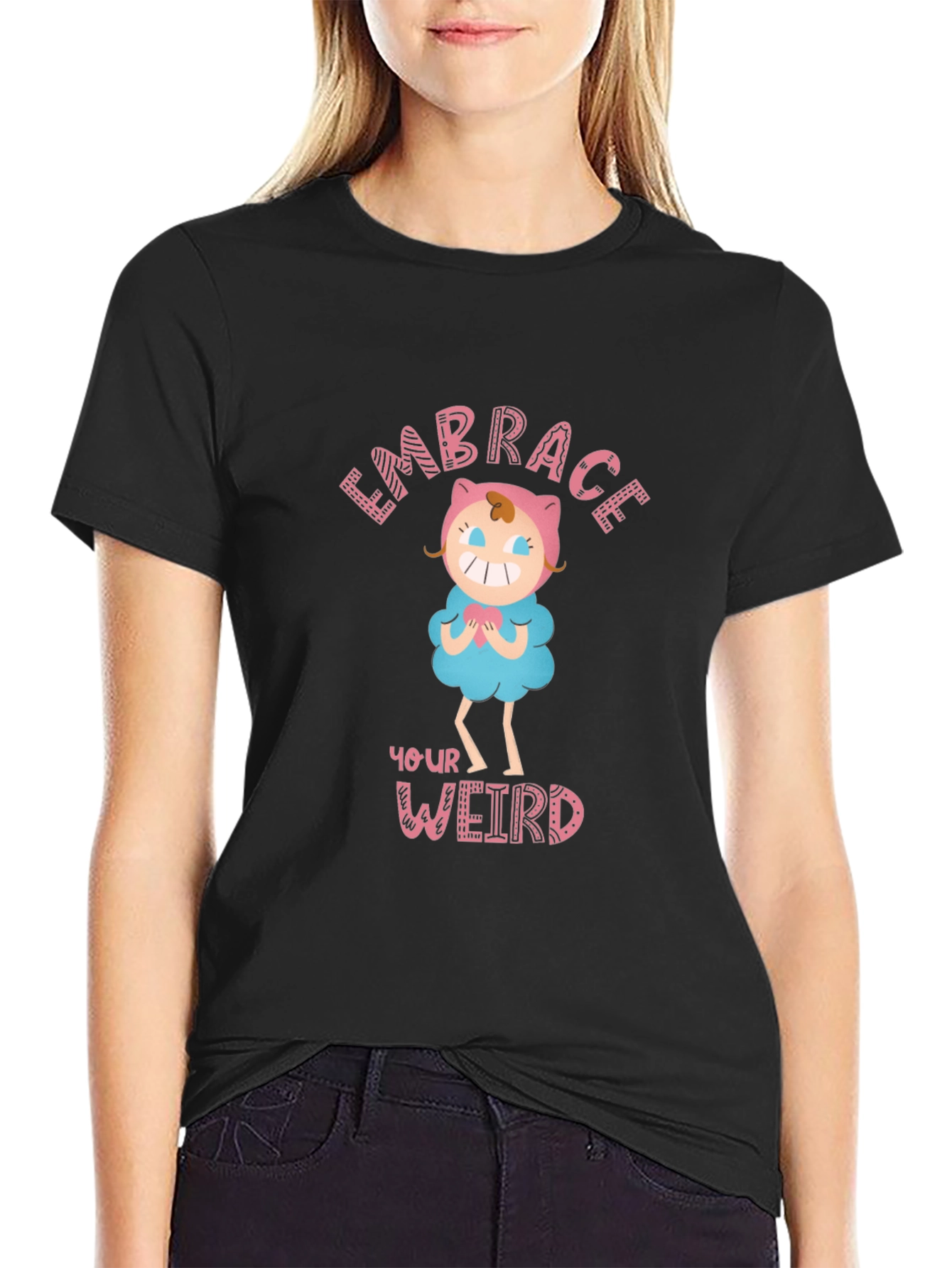 Black Embrace Your Weird Graphic T-Shirt view 2
