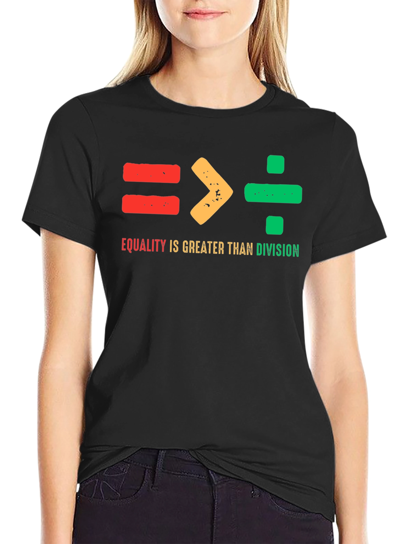 Black Equality is Greater Than Division T-Shirt view 2