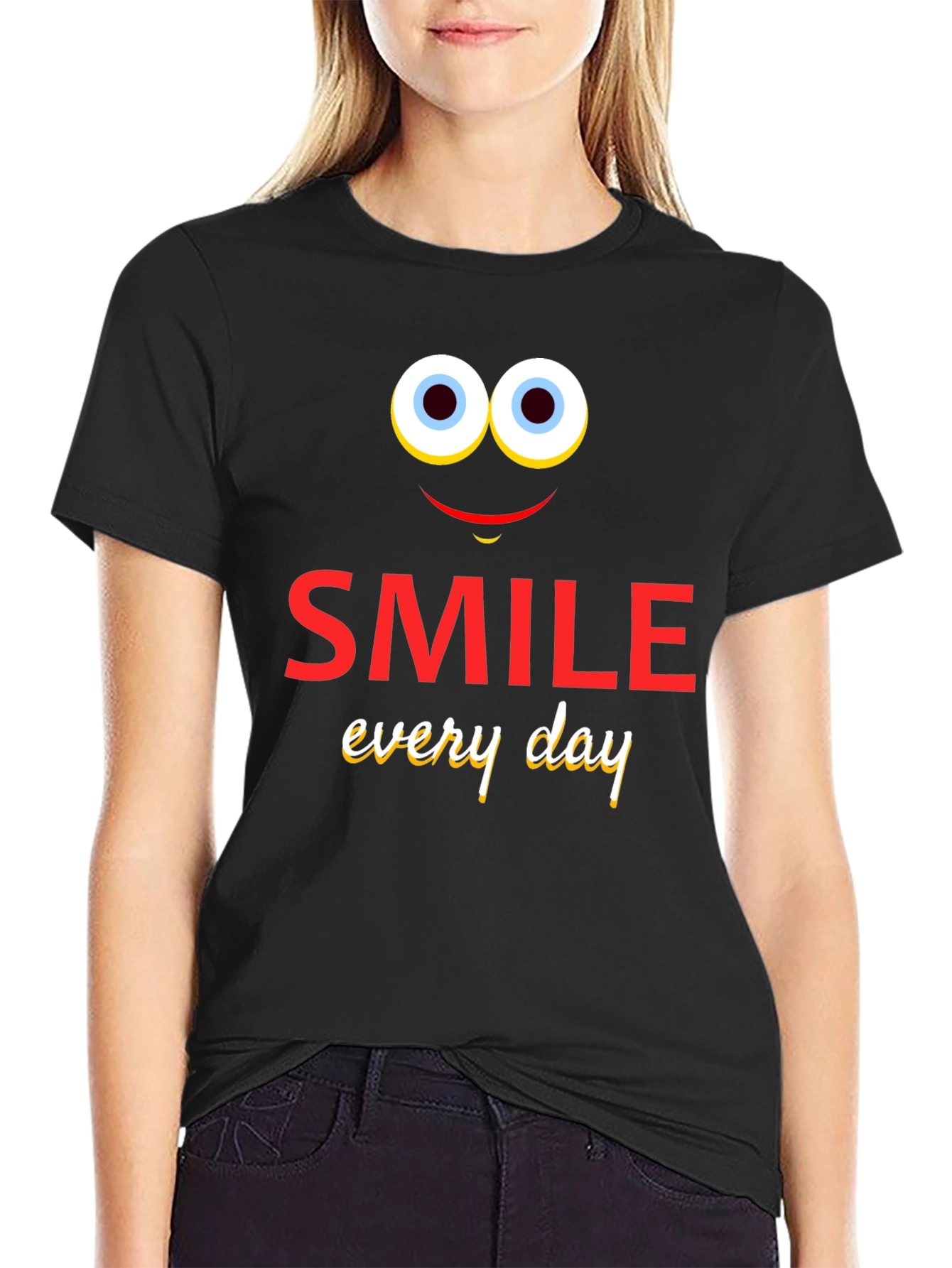 Black Smile Every Day T-Shirt - Fun Graphic Tee view 2