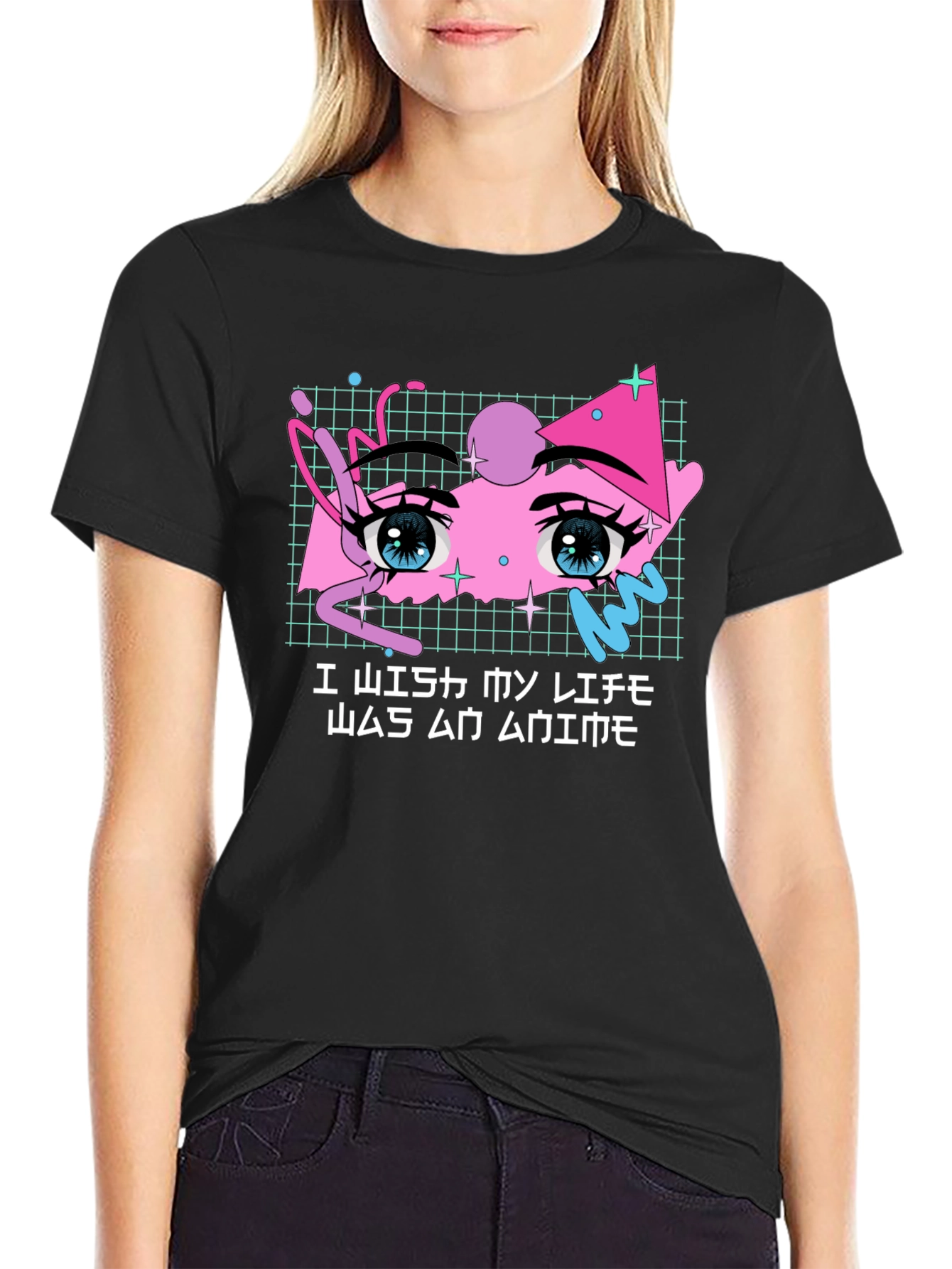 Black Anime Life T-Shirt - Black Graphic Tee view 2