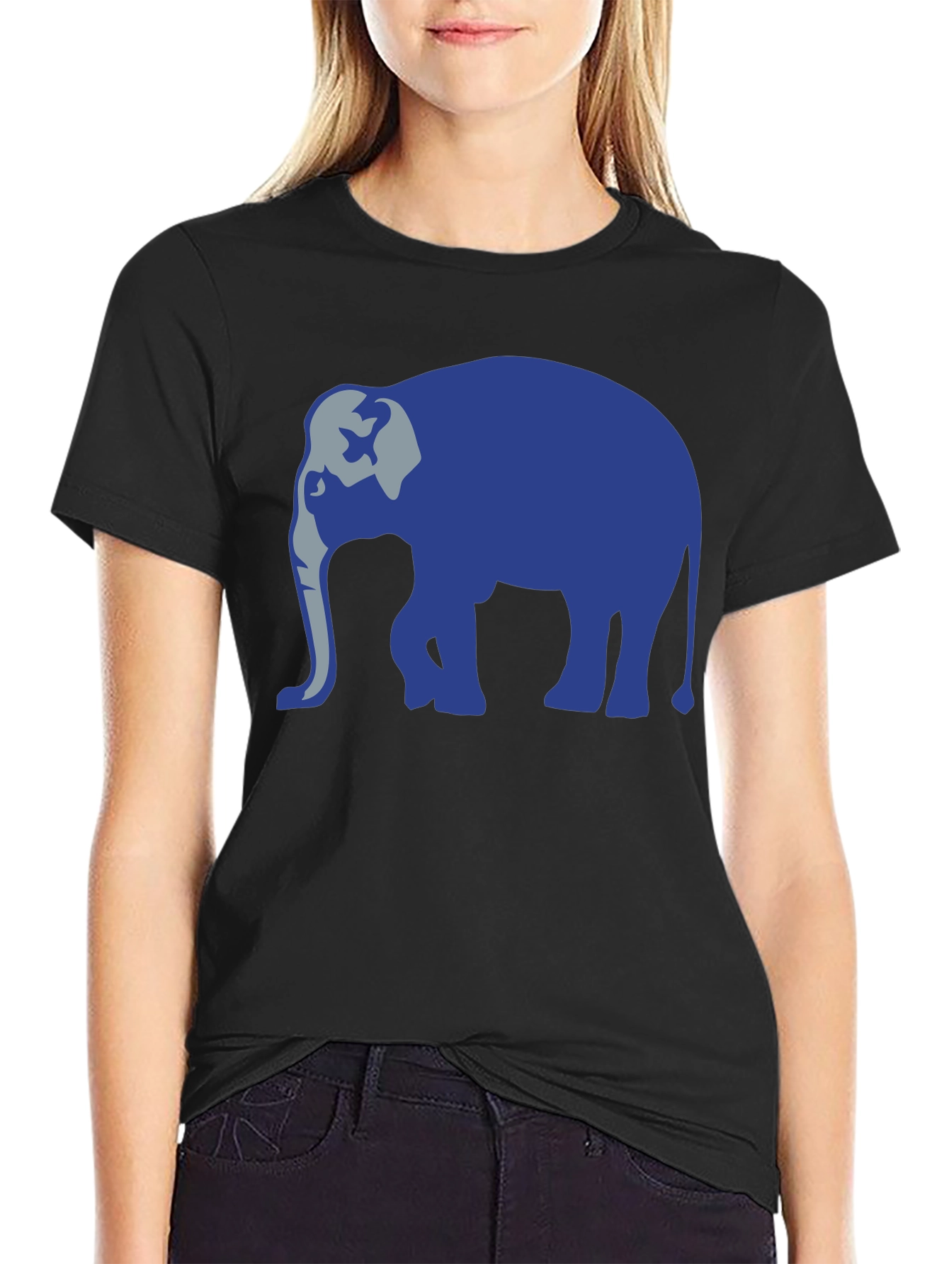 Black Elephant Graphic Tee - Cool Animal Design view 2