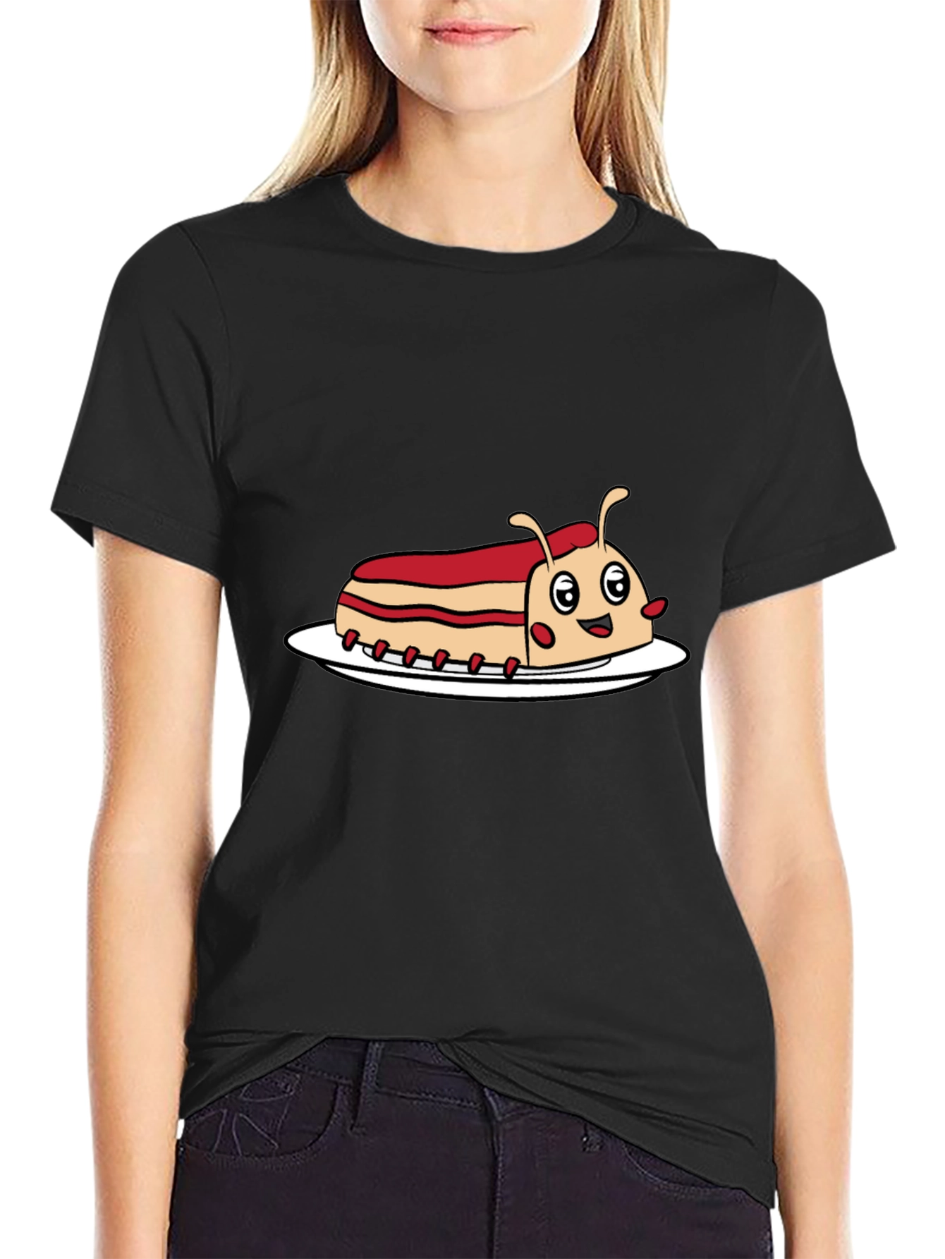 Black Cartoon Sandwich Bug Graphic Tee - Funny Novelty Shirt view 2