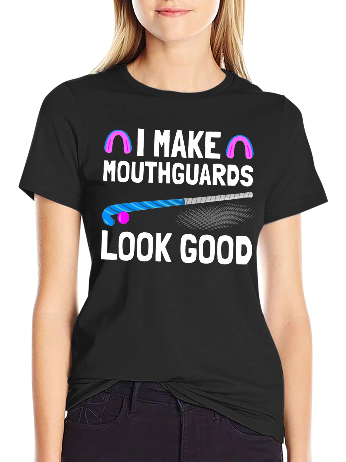 Black I Make Mouthguards Look Good Graphic Tee view 2