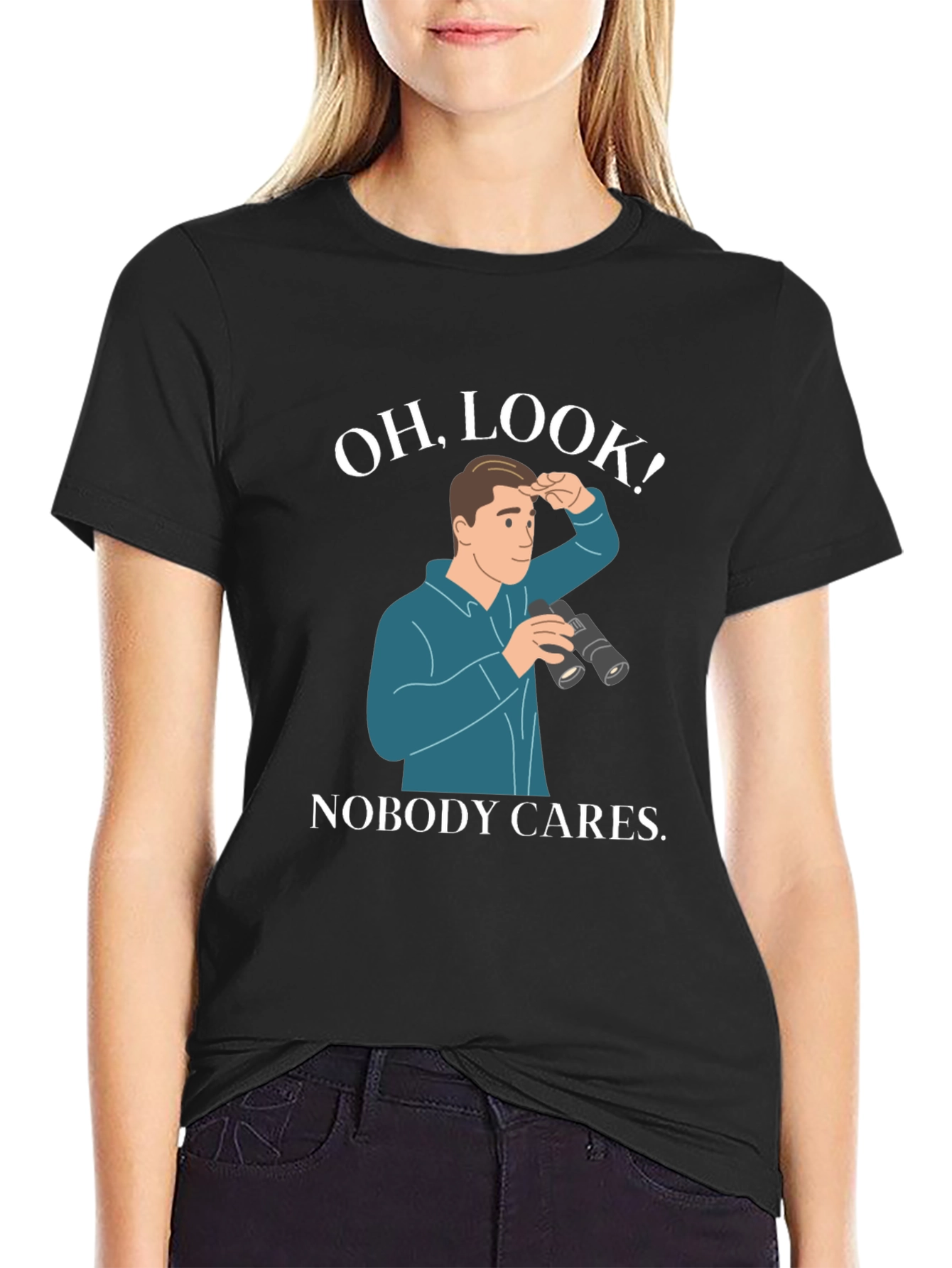 Black Oh, Look! Nobody Cares T-Shirt view 2