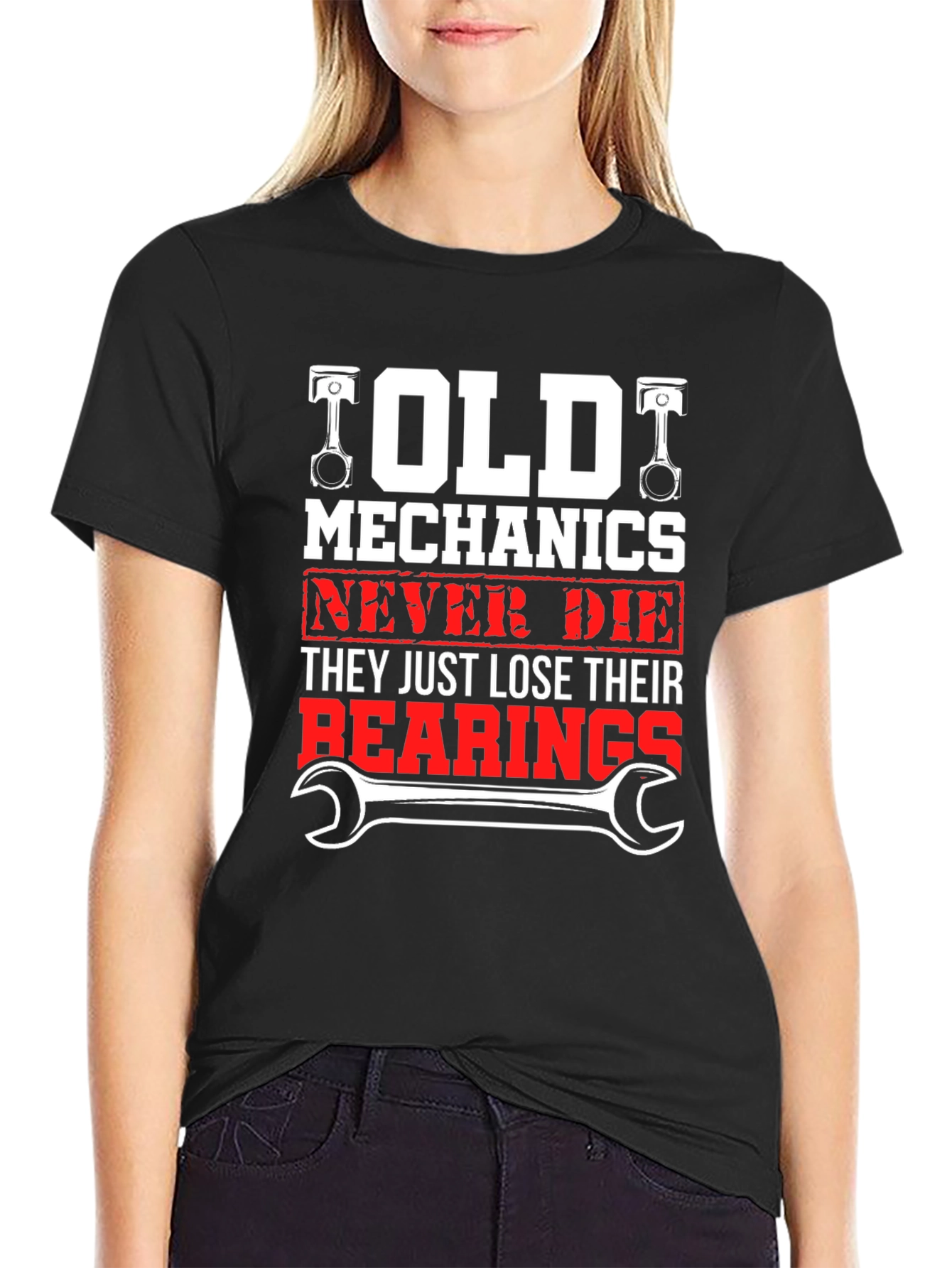 Black Old Mechanics T-Shirt - Never Die, Lose Bearings view 2