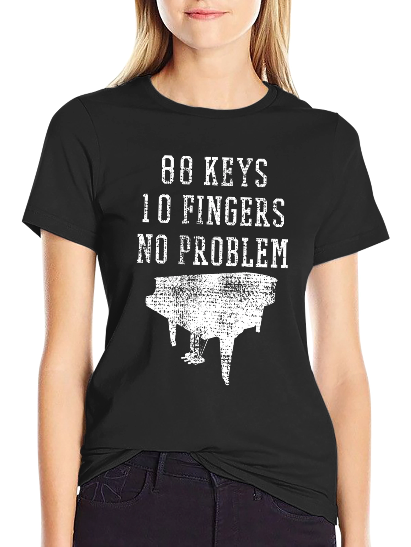 Black 88 Keys 10 Fingers No Problem Black T-Shirt view 2