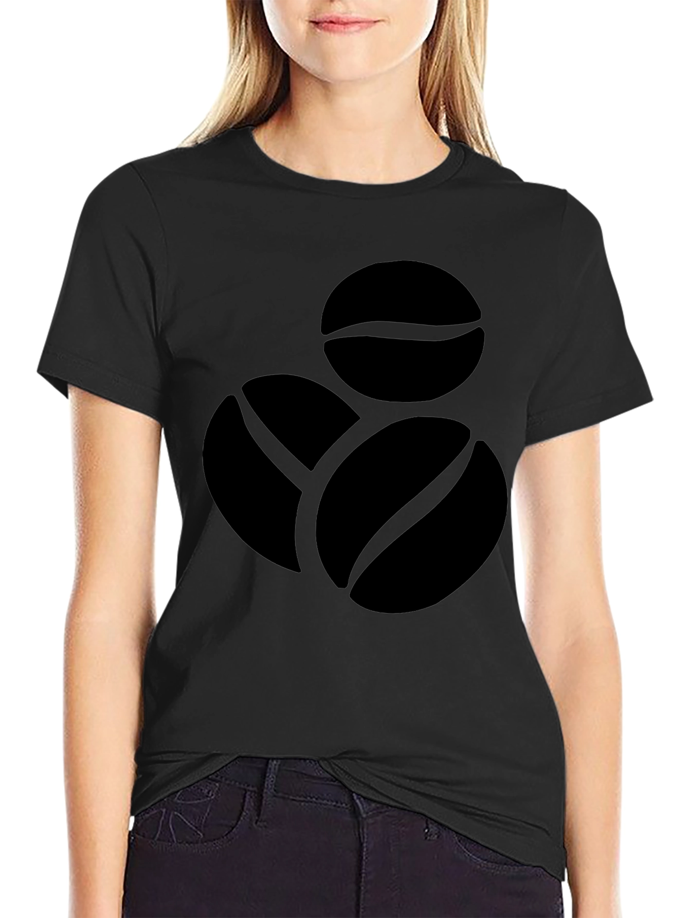 Black Coffee Bean Graphic Tee - Black Cotton Shirt view 2