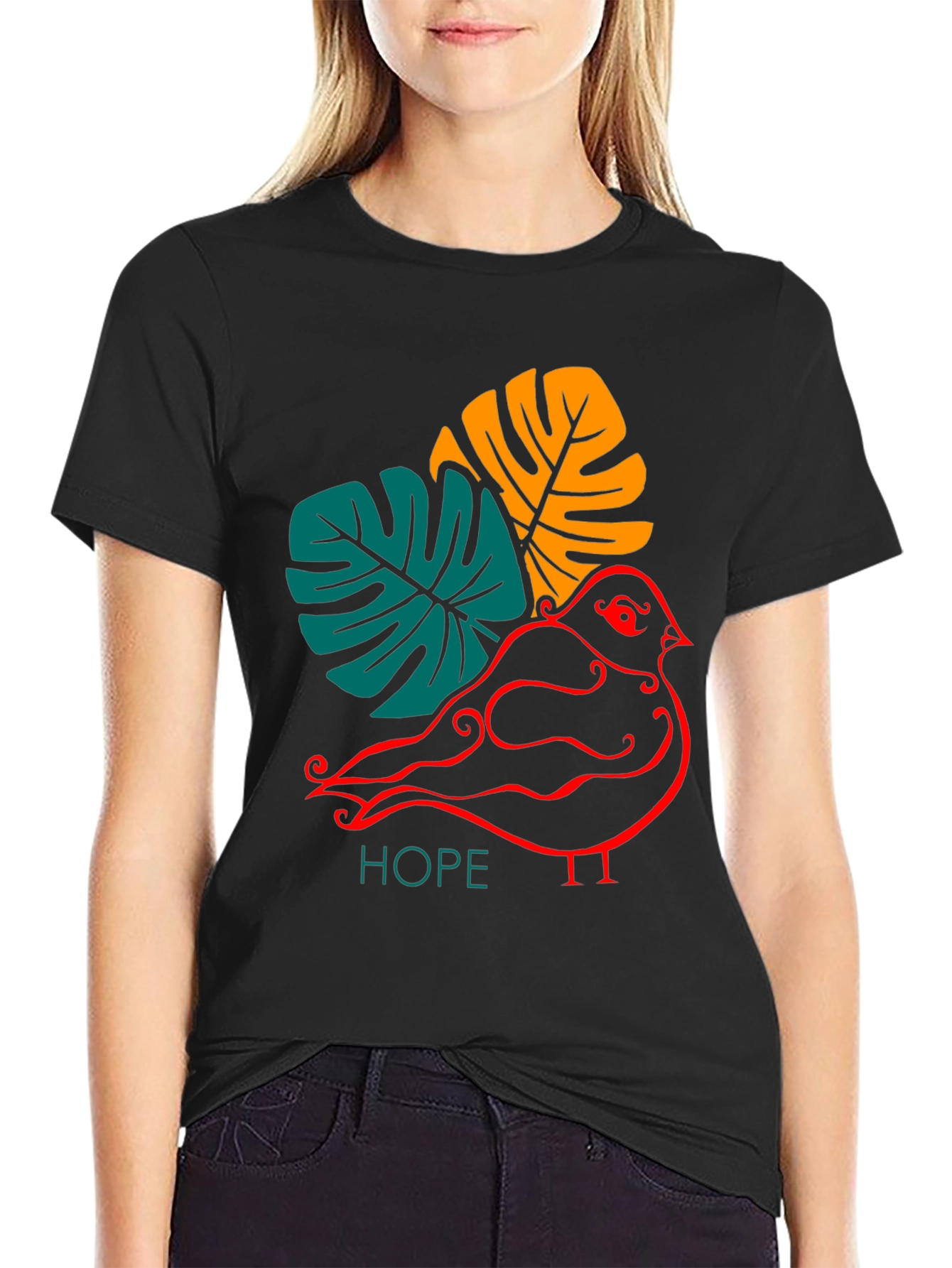 Black Hopeful Bird Graphic Tee - Stylish and Unique view 2