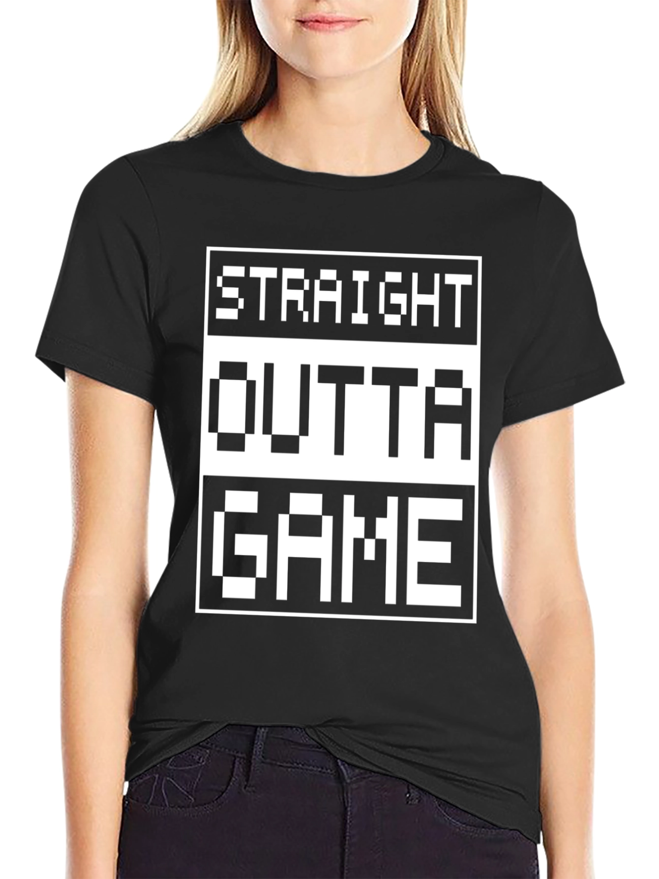 Black Straight Outta Game T-Shirt - Gamer Style view 2