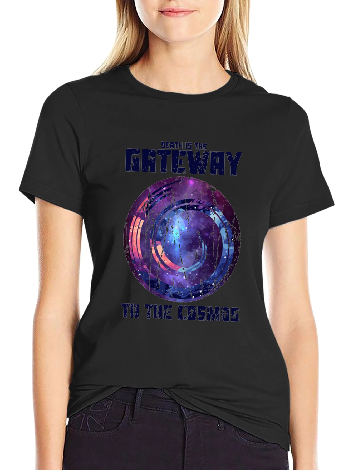 Black Death Is The Gateway To The Cosmos Black T-Shirt view 2