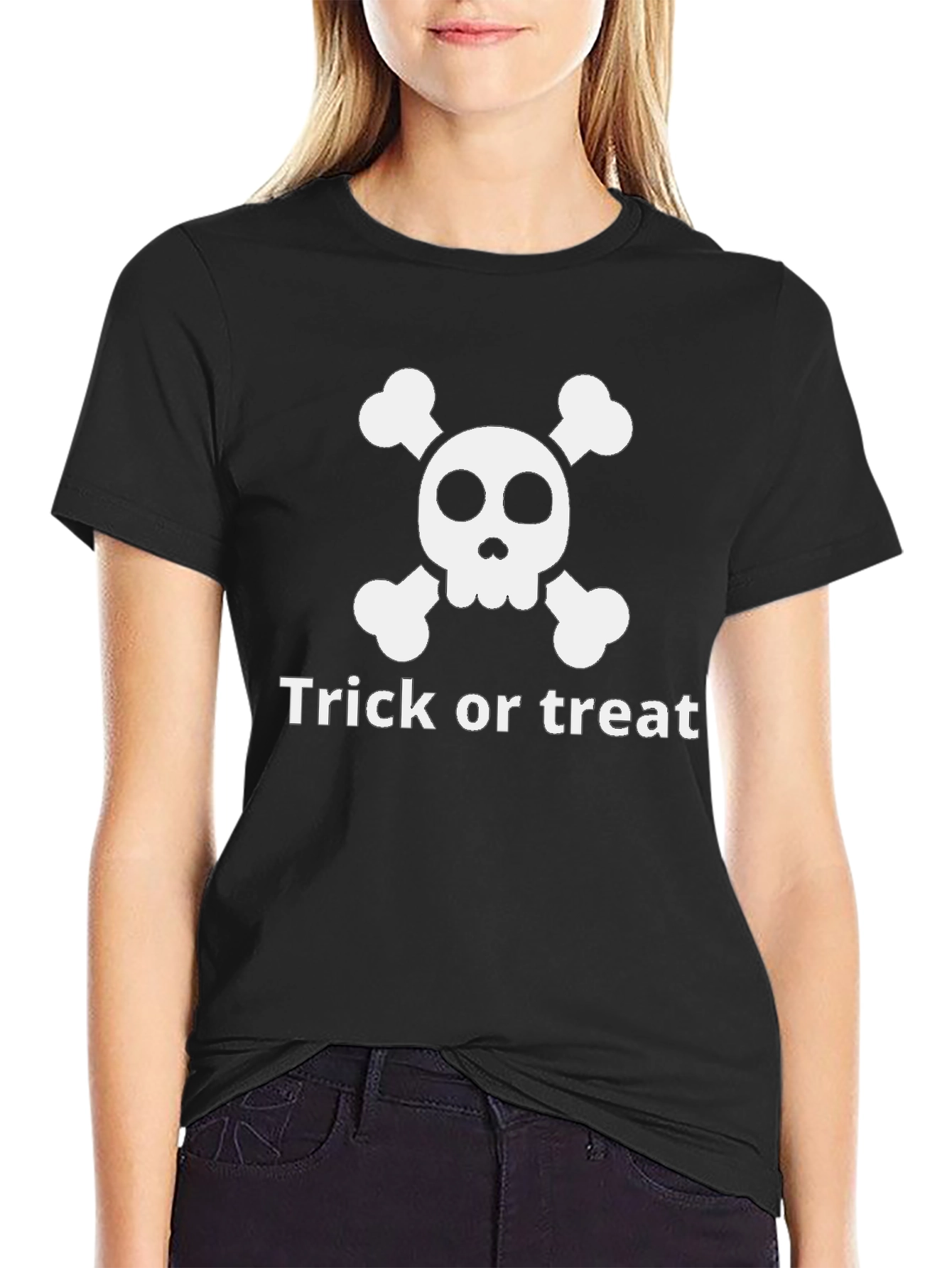 Halloween Skull & Crossbones Trick or Treat T-Shirt - 2