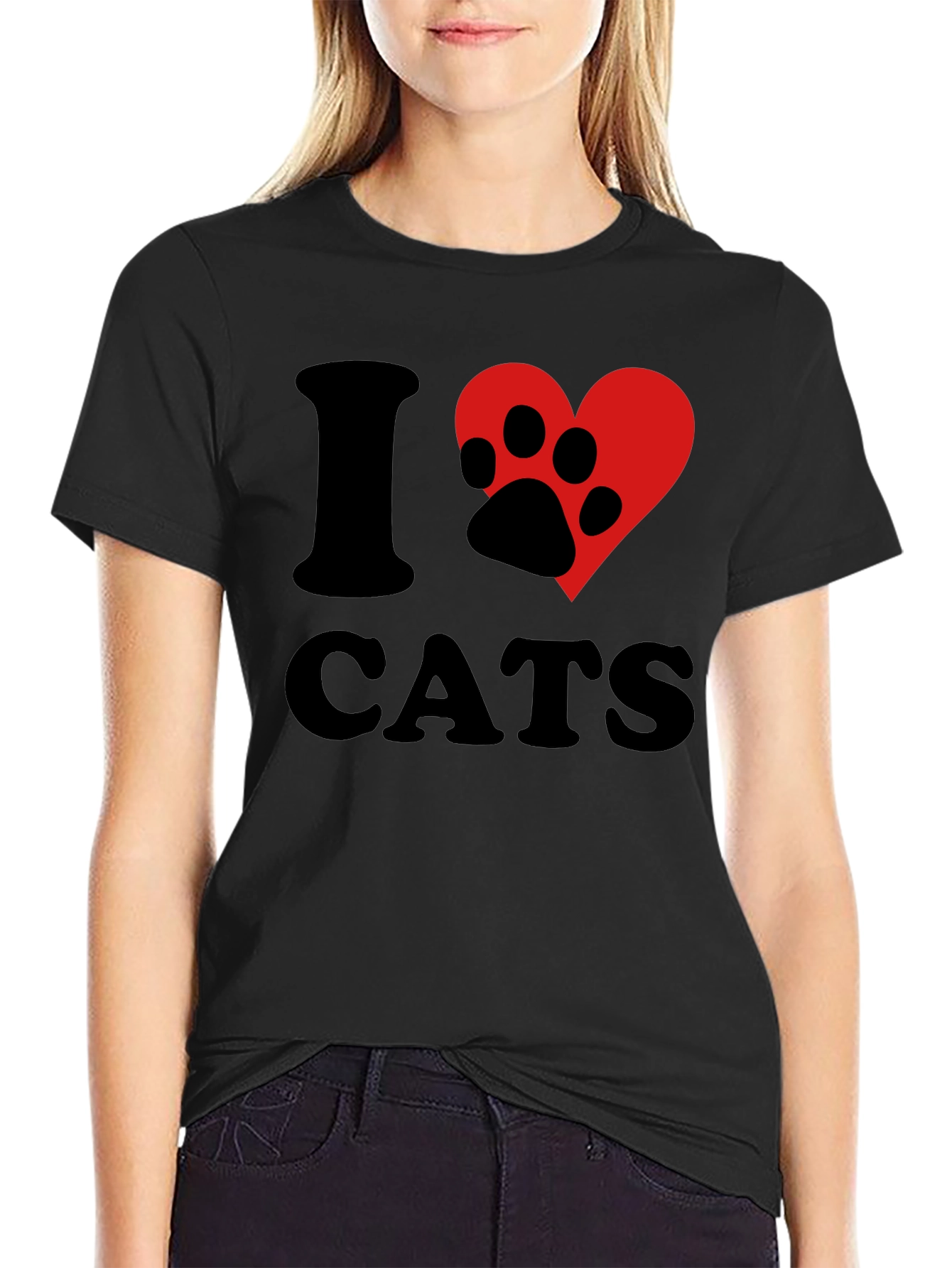 I Heart Cats T-Shirt - Black Cat Lover Tee - 2