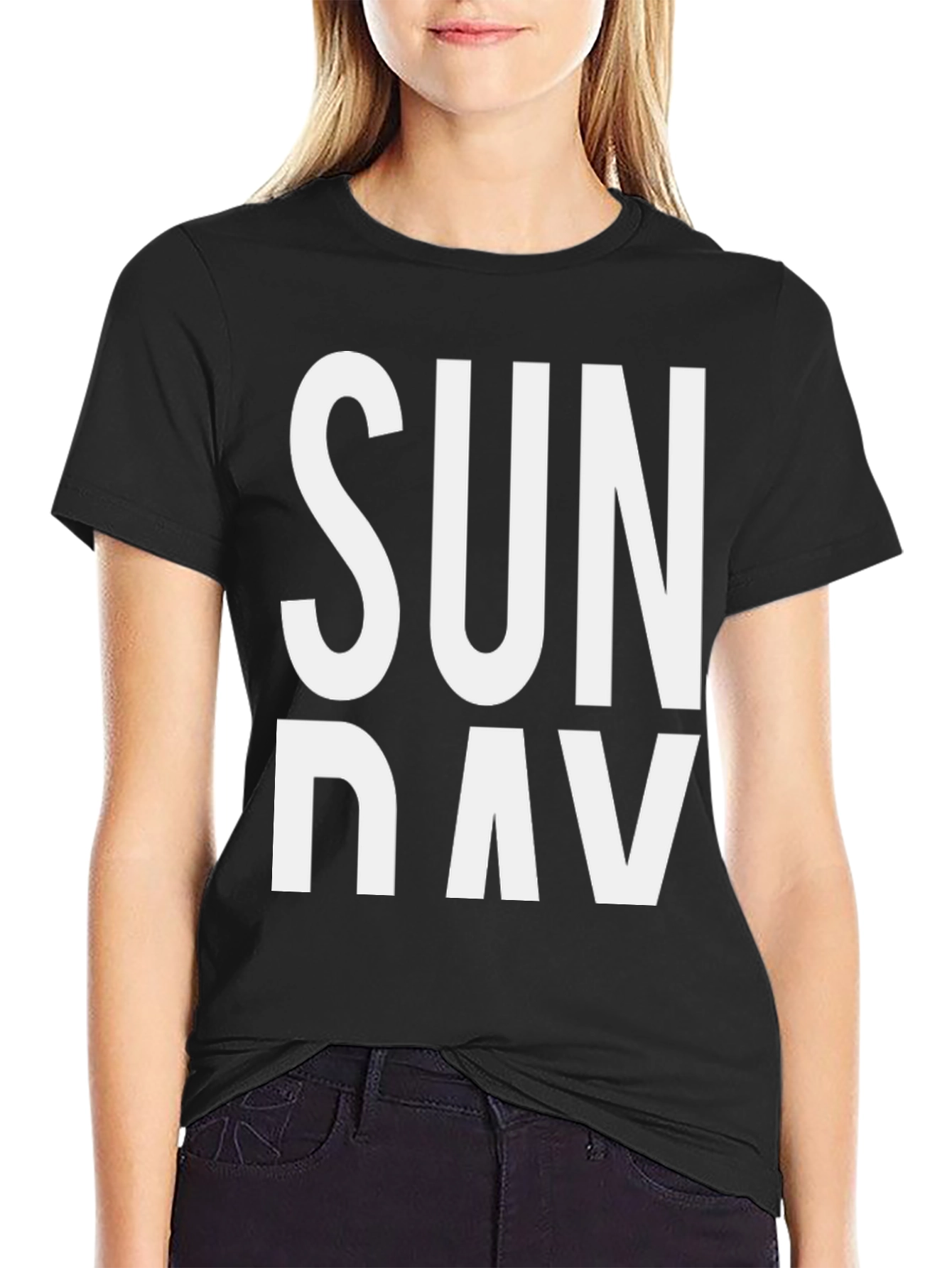 Black Sunday Graphic Print Crew Neck T-Shirt view 2