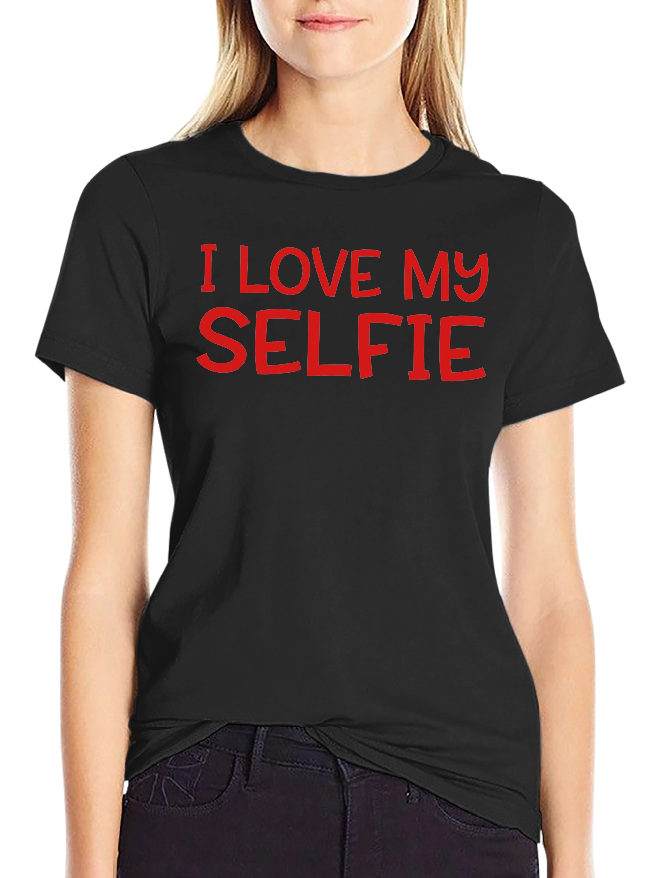 Black I Love My Selfie Black T-Shirt view 2