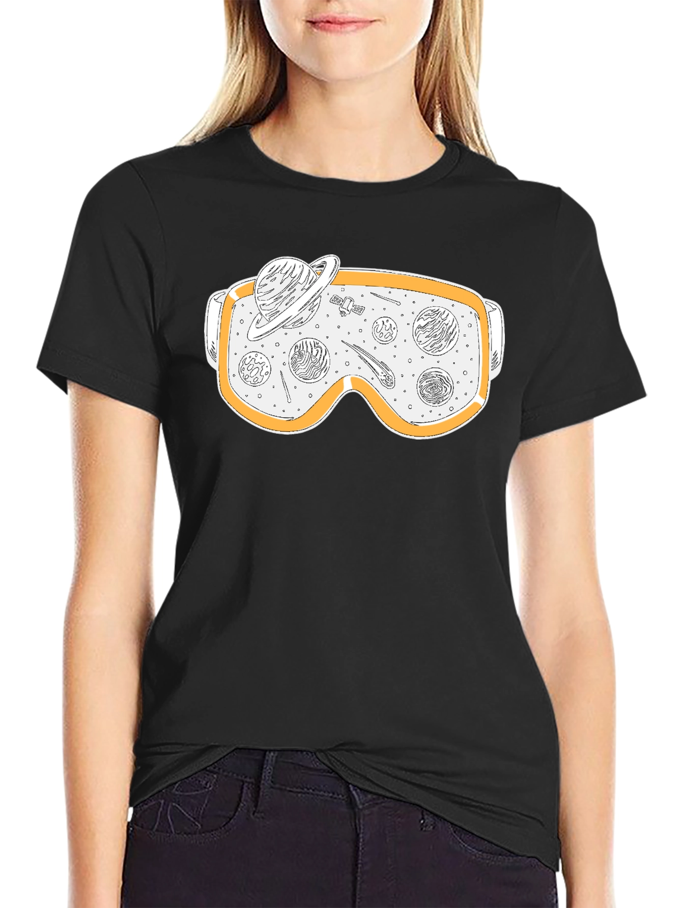 Black Space Goggles Graphic Tee - Black Cotton Blend view 2